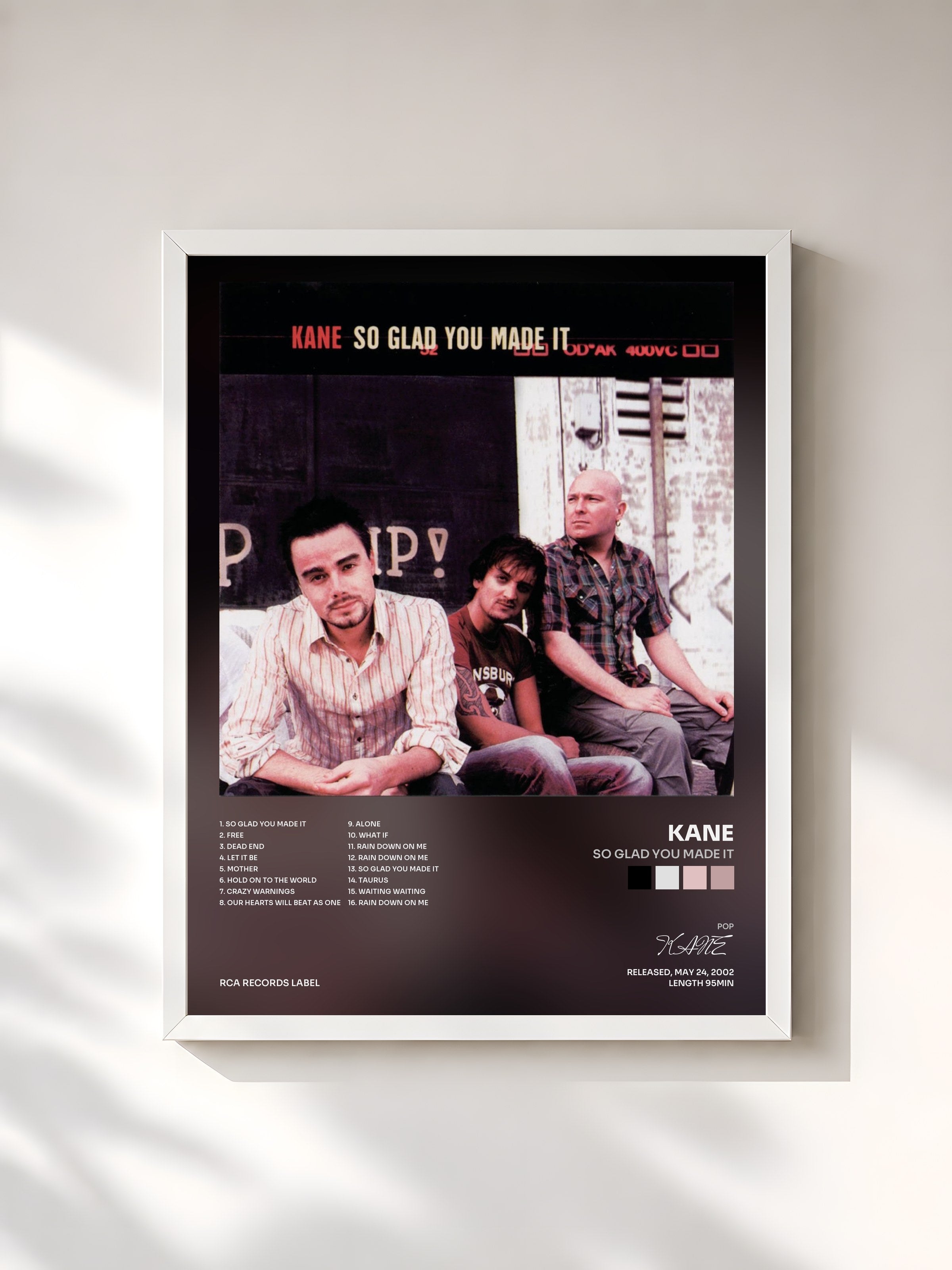 #blanc Tableau de l'album So Glad You Made It de KANE, cadre blanc, imprimé et encadré en France