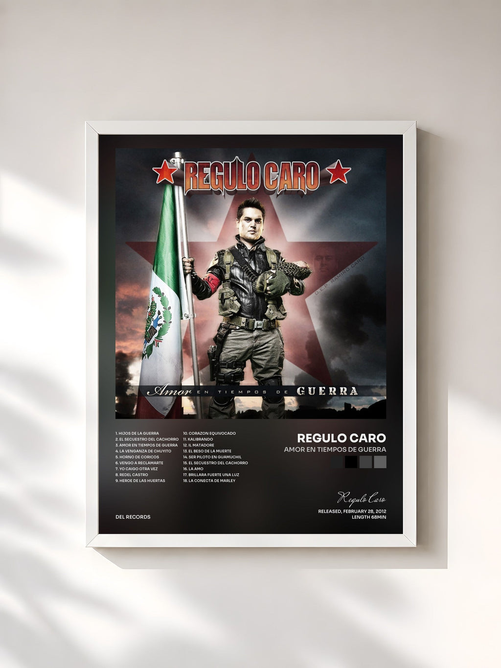 #blanc Tableau de l'album Amor En Tiempos de Guerra de Regulo Caro, cadre blanc, imprimé et encadré en France