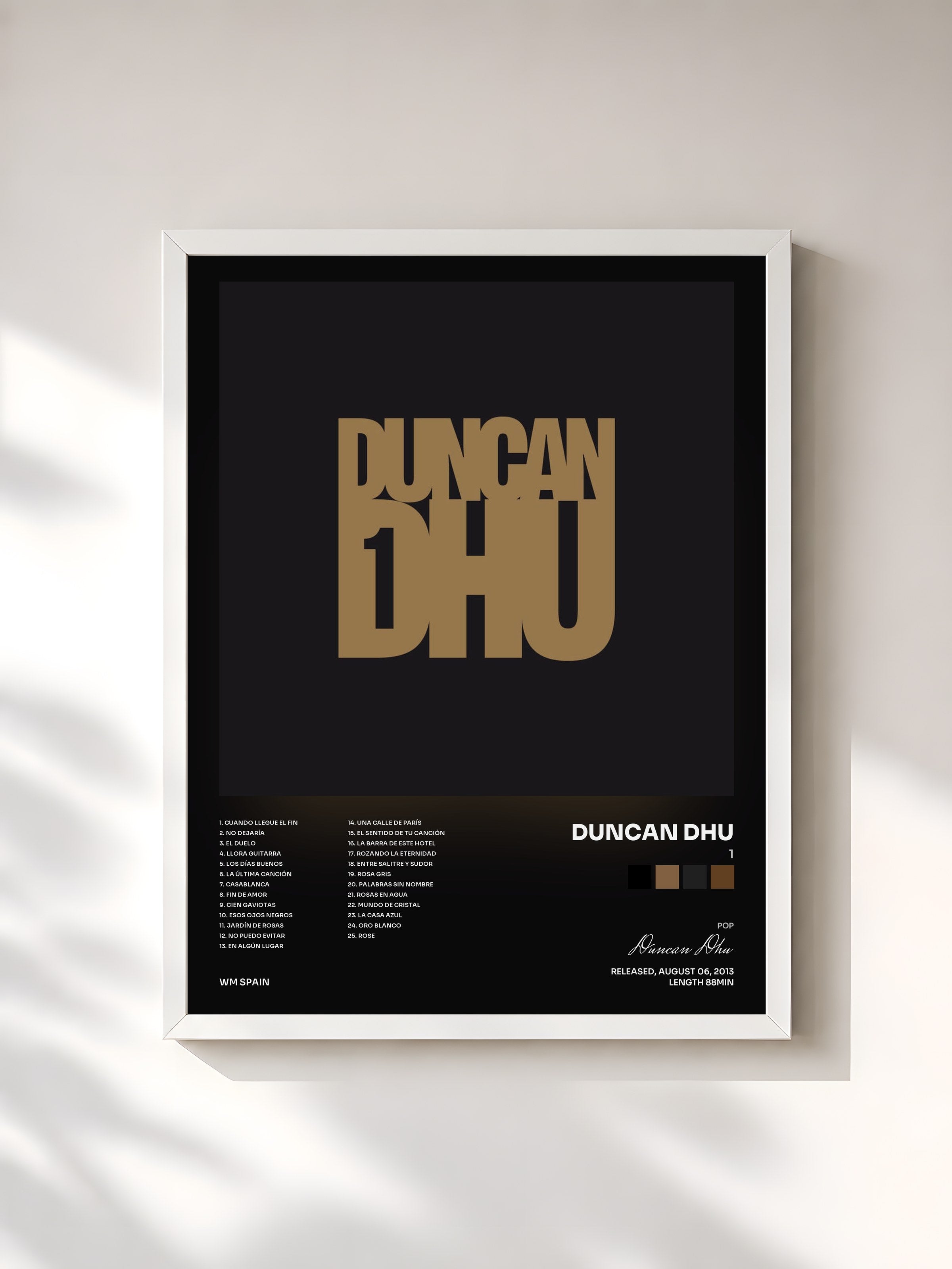 #blanc Tableau de l'album 1 de Duncan Dhu, cadre blanc, imprimé et encadré en France