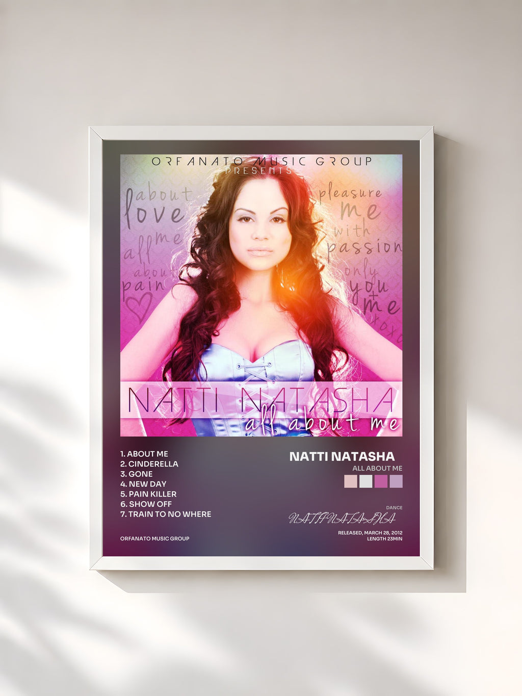 #blanc Tableau de l'album All About Me de NATTI NATASHA   , cadre blanc, imprimé et encadré en France