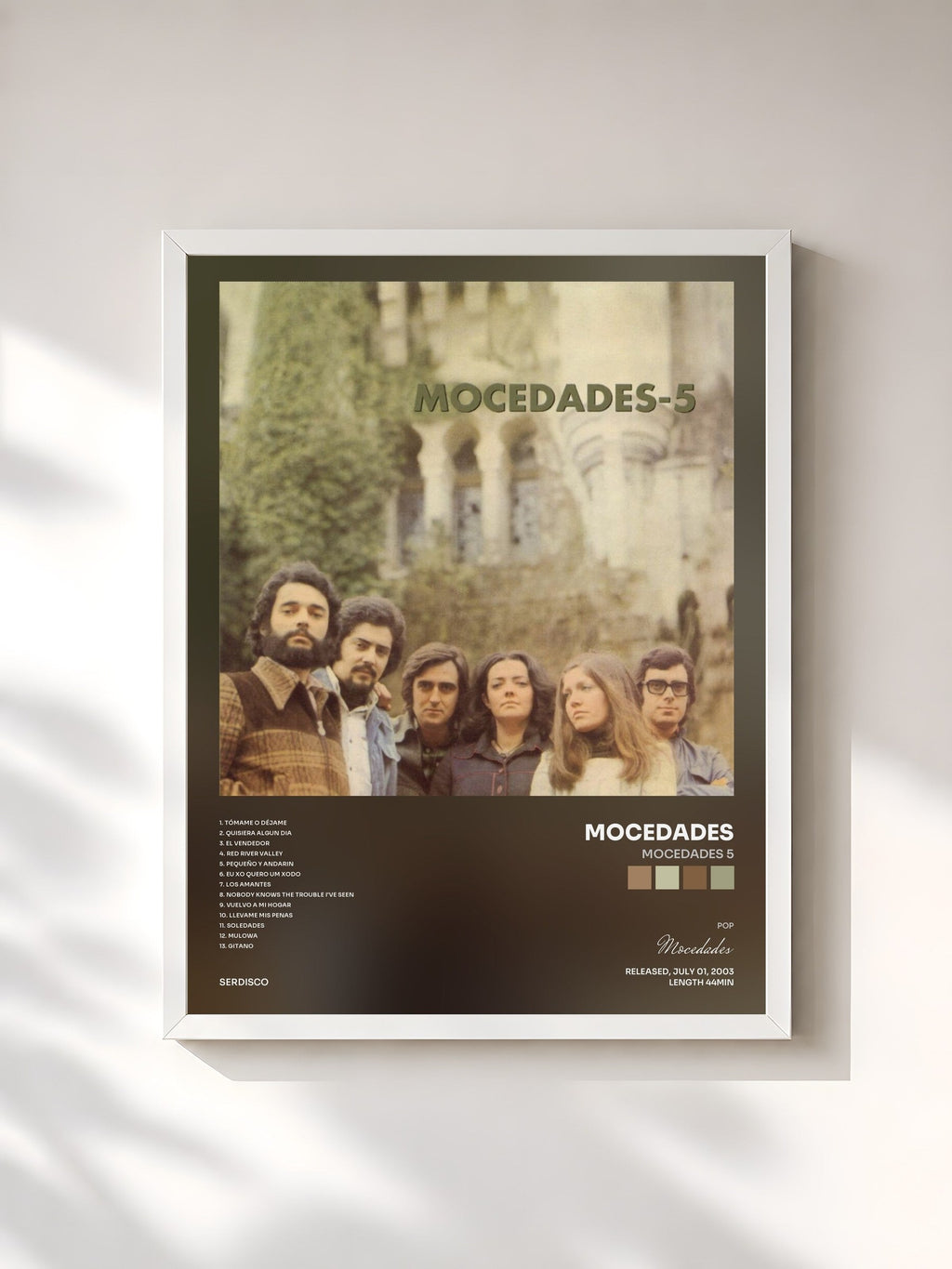 #blanc Mocedades 5 by Mocedades as a framed art print, white frame, printed and framed in France