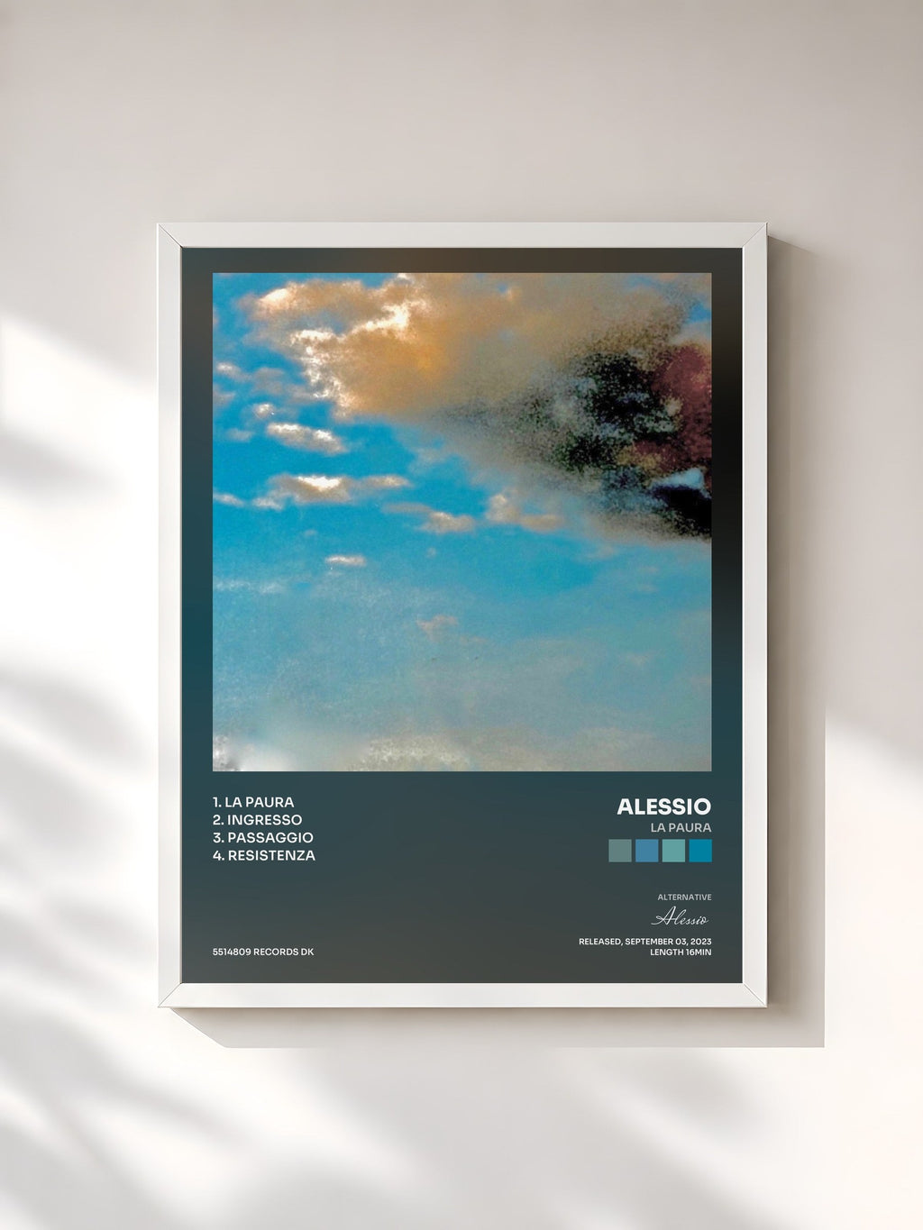#blanc la paura by Alessio as a framed art print, white frame, printed and framed in France