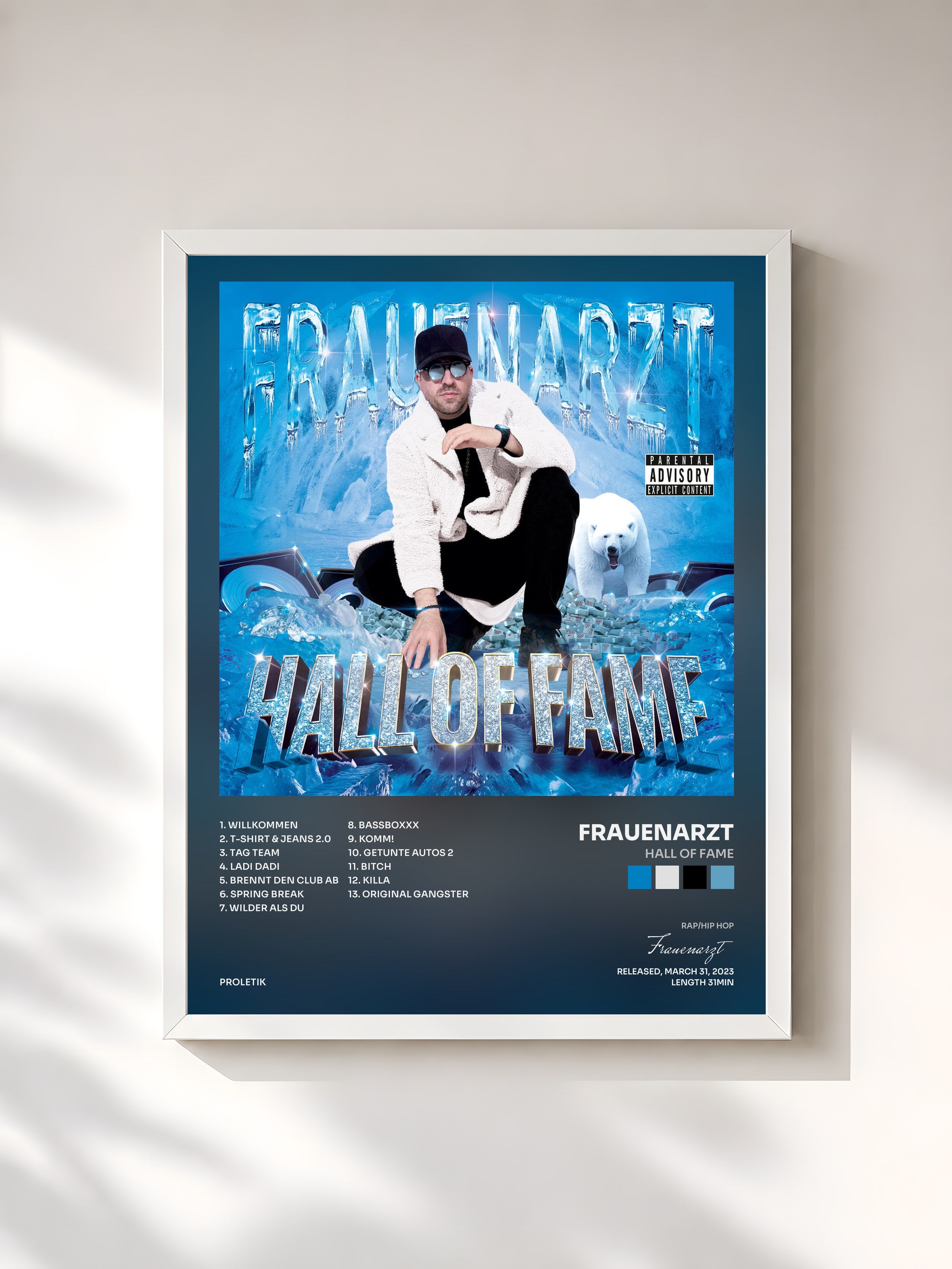 #blanc Tableau de l'album Hall of Fame de Frauenarzt, cadre blanc, imprimé et encadré en France