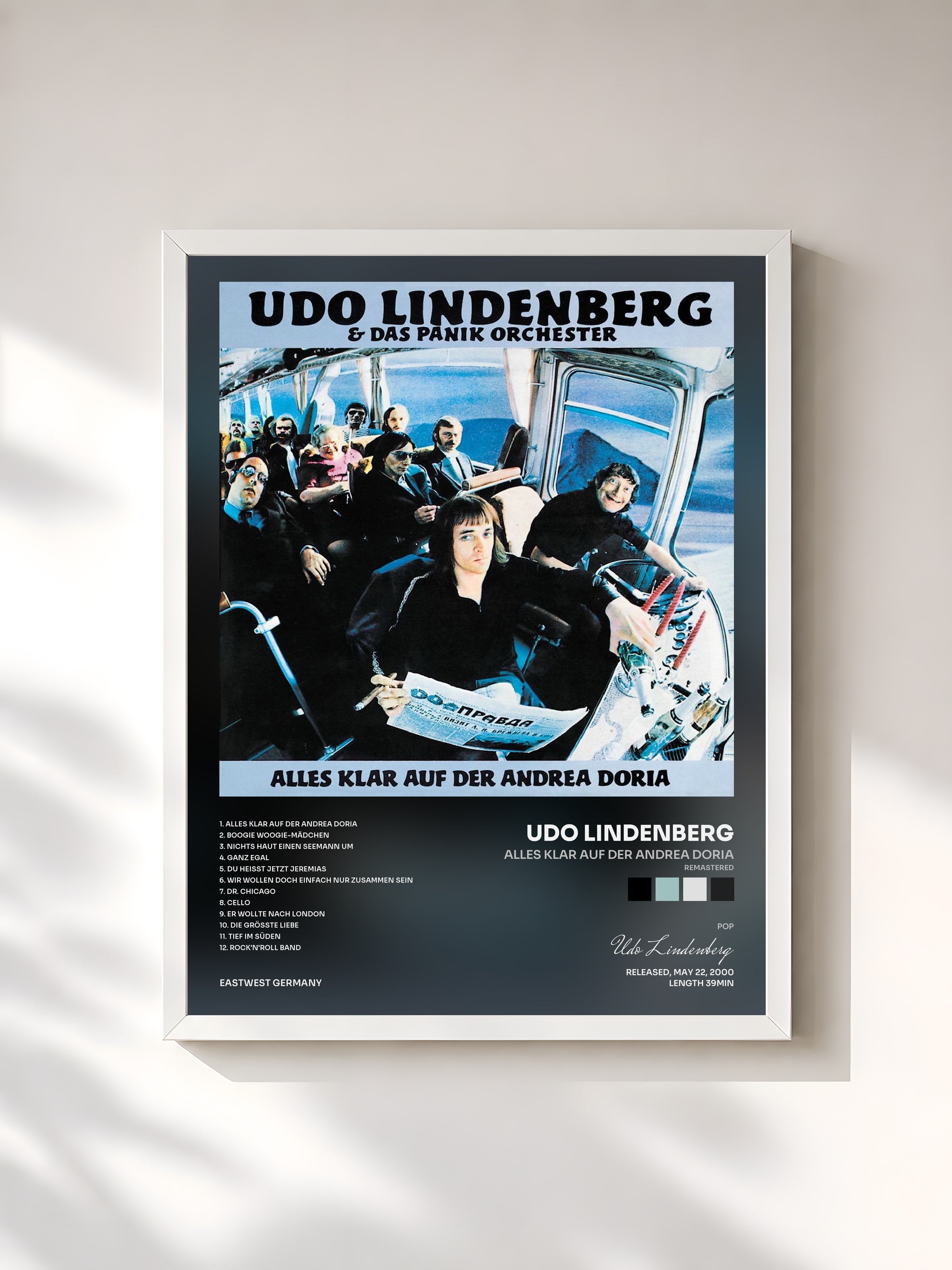 #blanc Tableau de l'album Alles klar auf der Andrea Doria (Remastered) de Udo Lindenberg, cadre blanc, imprimé et encadré en France