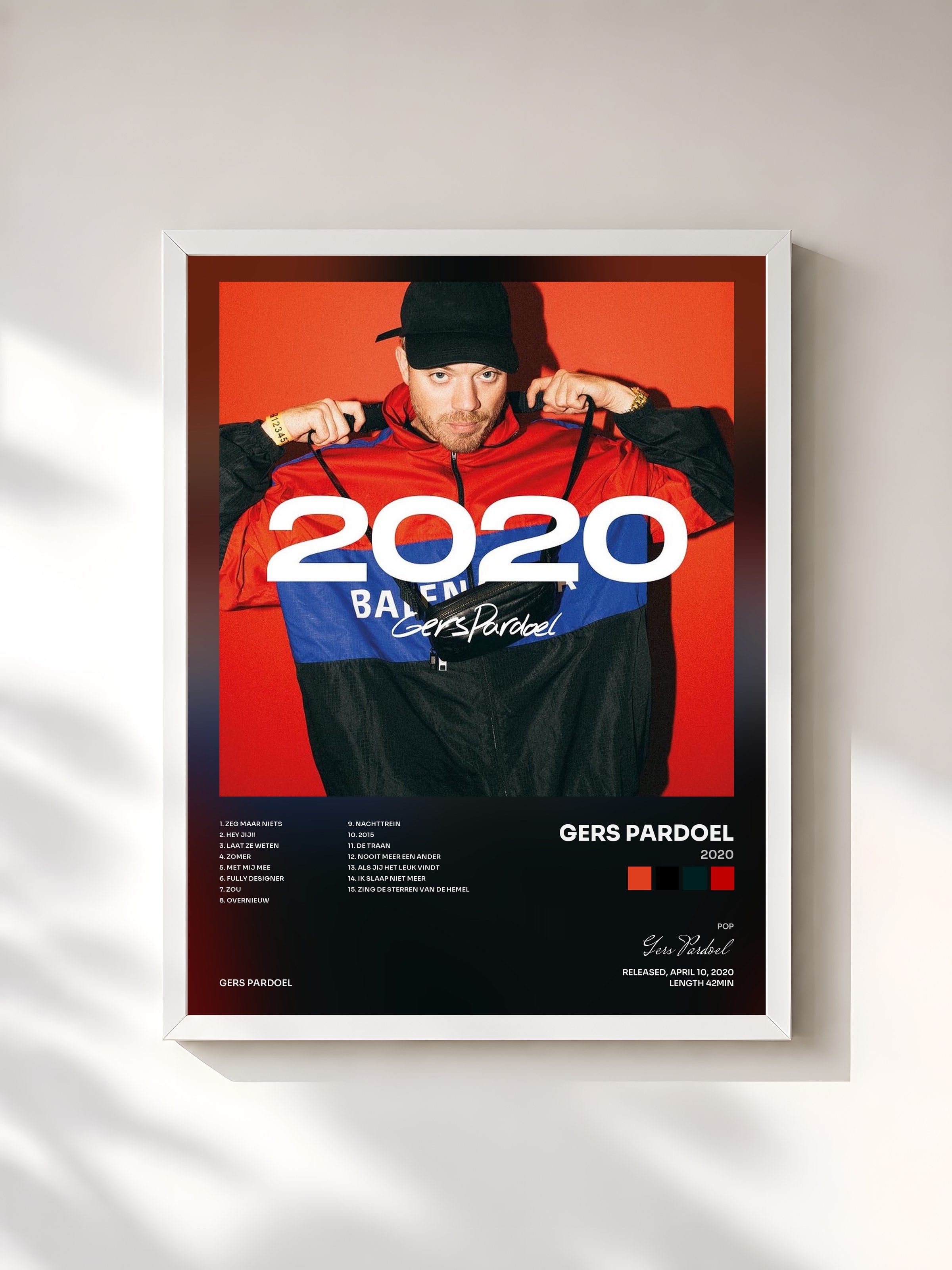 #blanc Tableau de l'album 2020 de Gers Pardoel, cadre blanc, imprimé et encadré en France