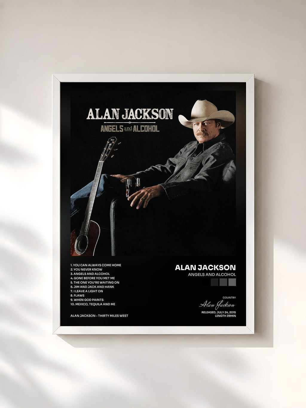#blanc Angels And Alcohol by Alan Jackson as a framed art print, white frame, printed and framed in France