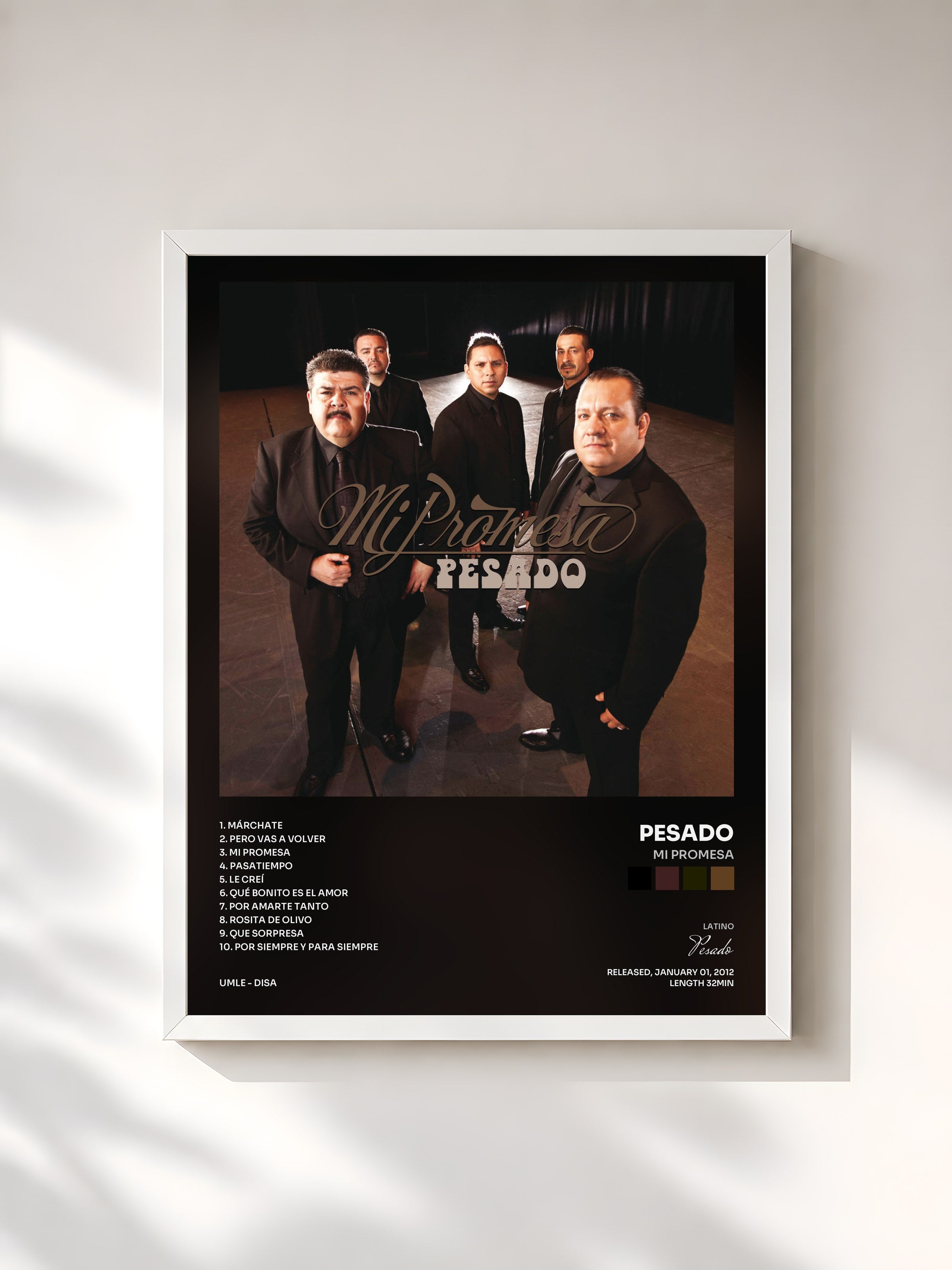 #blanc Tableau de l'album Mi Promesa de Pesado, cadre blanc, imprimé et encadré en France
