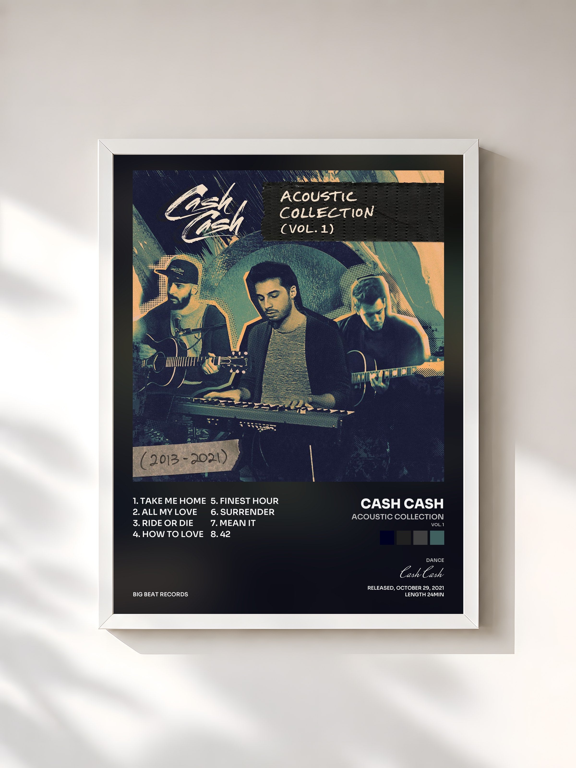 #blanc Tableau de l'album Acoustic Collection (Vol. 1) de Cash Cash, cadre blanc, imprimé et encadré en France