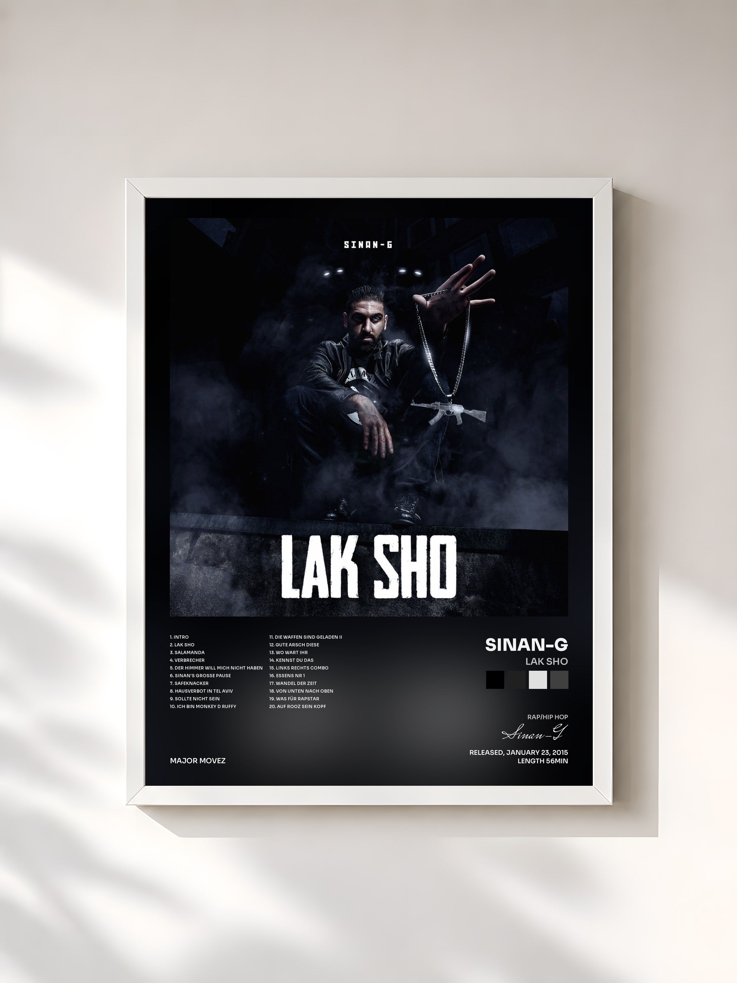 #blanc Tableau de l'album Lak Sho de Sinan-G, cadre blanc, imprimé et encadré en France