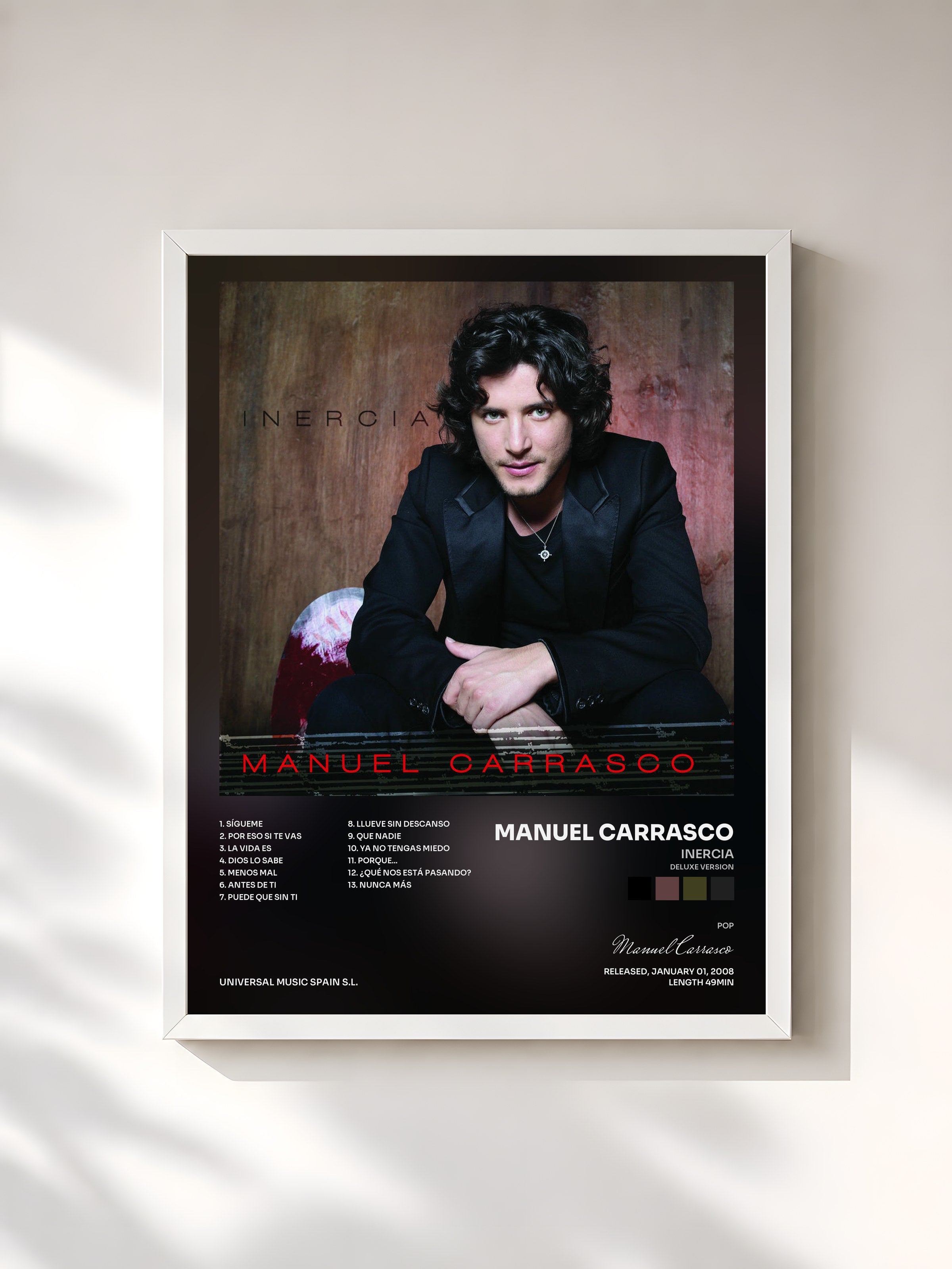 #blanc Tableau de l'album Inercia (Deluxe Version) de Manuel Carrasco, cadre blanc, imprimé et encadré en France