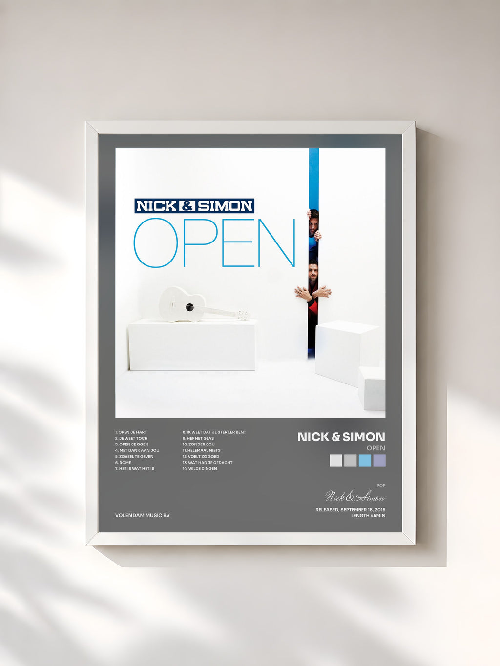 #blanc Open by Nick & Simon as a framed art print, white frame, printed and framed in France