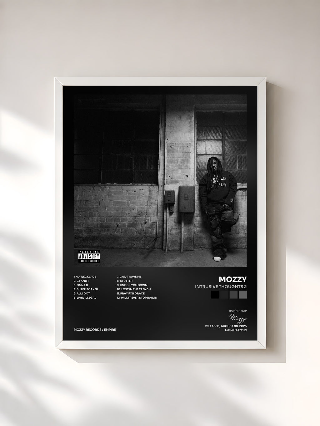 #blanc INTRUSIVE THOUGHTS 2 by Mozzy as a framed art print, white frame, printed and framed in France