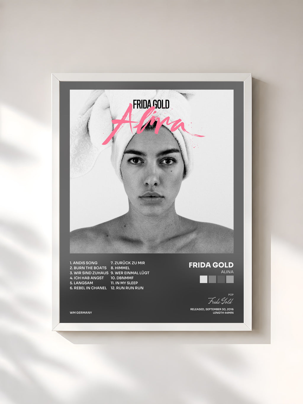 #blanc Alina by Frida Gold as a framed art print, white frame, printed and framed in France