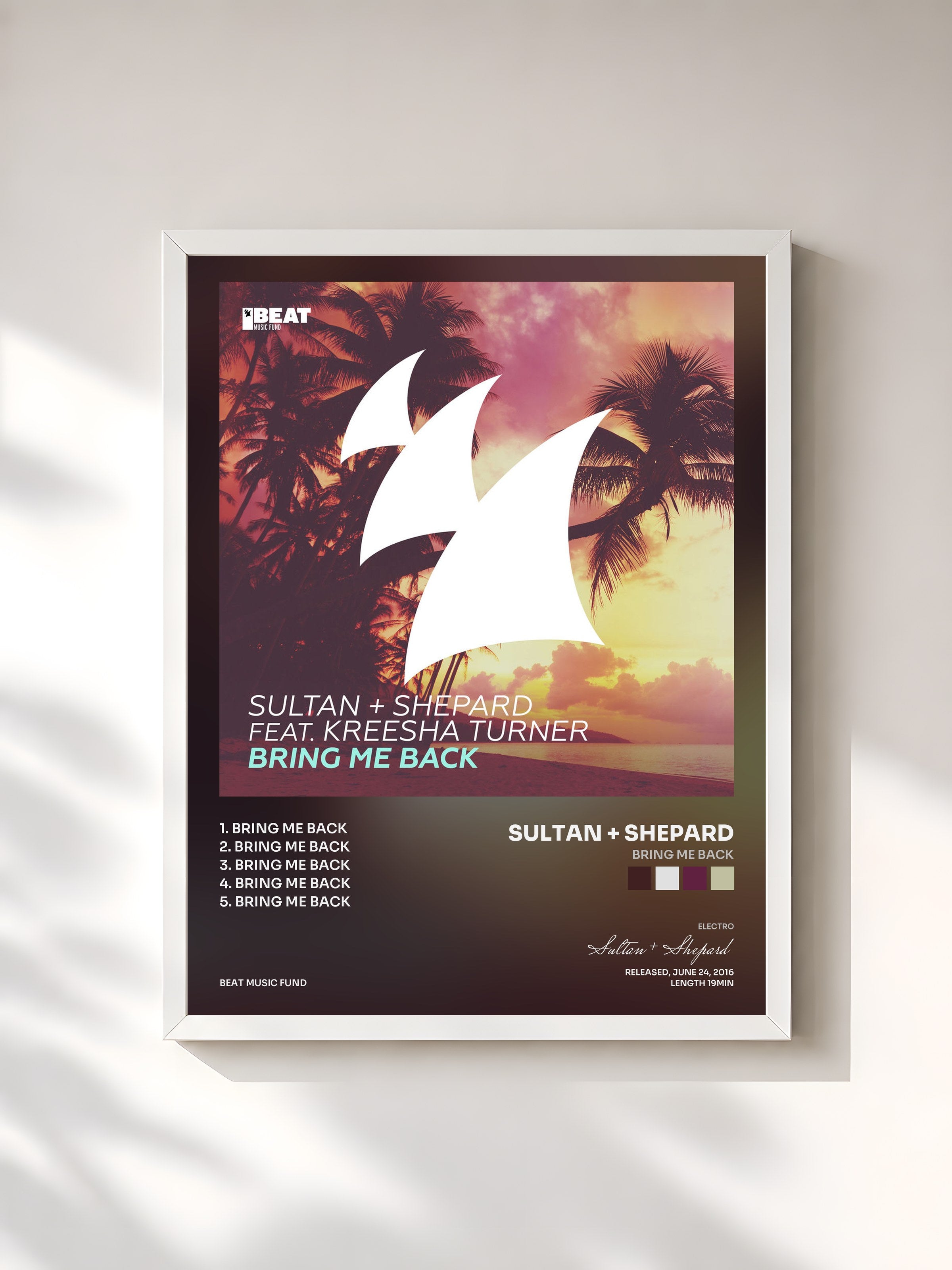 #blanc Tableau de l'album Bring Me Back de Sultan + Shepard, cadre blanc, imprimé et encadré en France