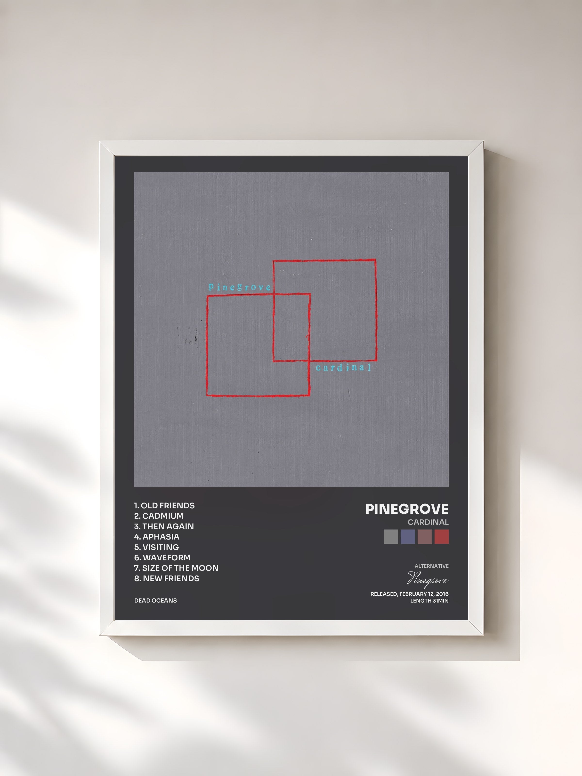 #blanc Tableau de l'album Cardinal de Pinegrove, cadre blanc, imprimé et encadré en France