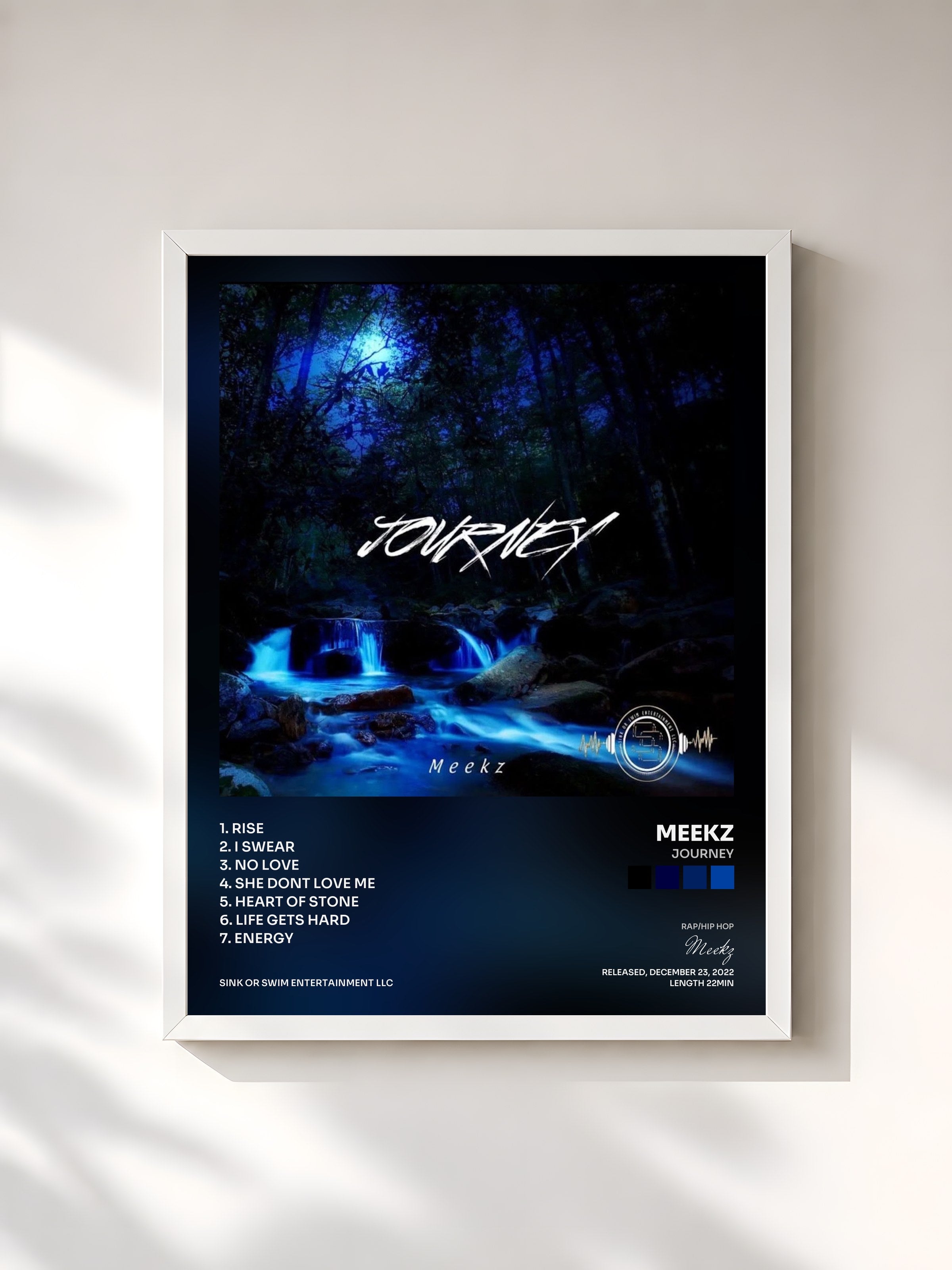 #blanc Tableau de l'album Journey de Meekz, cadre blanc, imprimé et encadré en France