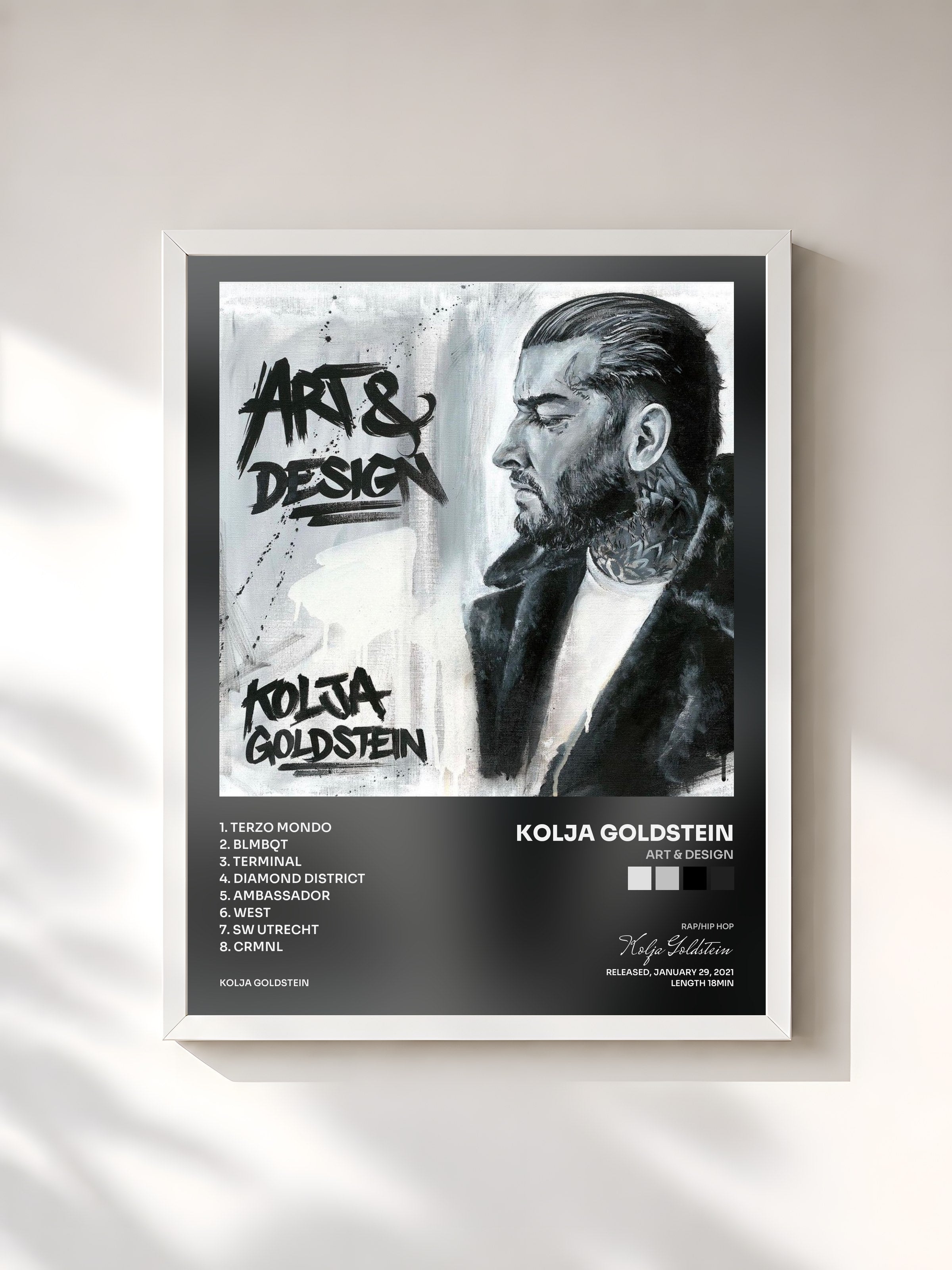 #blanc Tableau de l'album Art & Design de Kolja Goldstein, cadre blanc, imprimé et encadré en France
