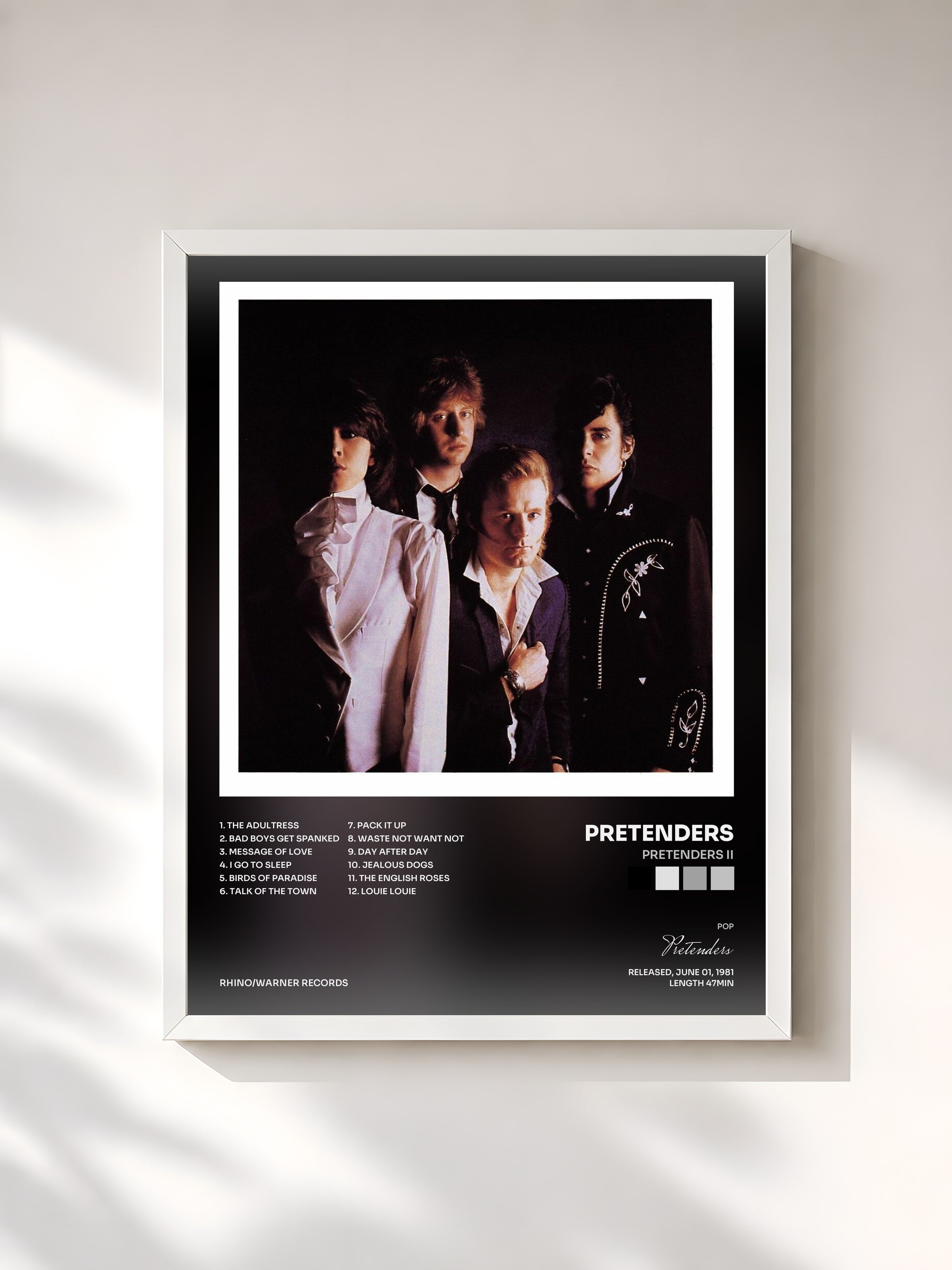 #blanc Tableau de l'album Pretenders II de Pretenders, cadre blanc, imprimé et encadré en France