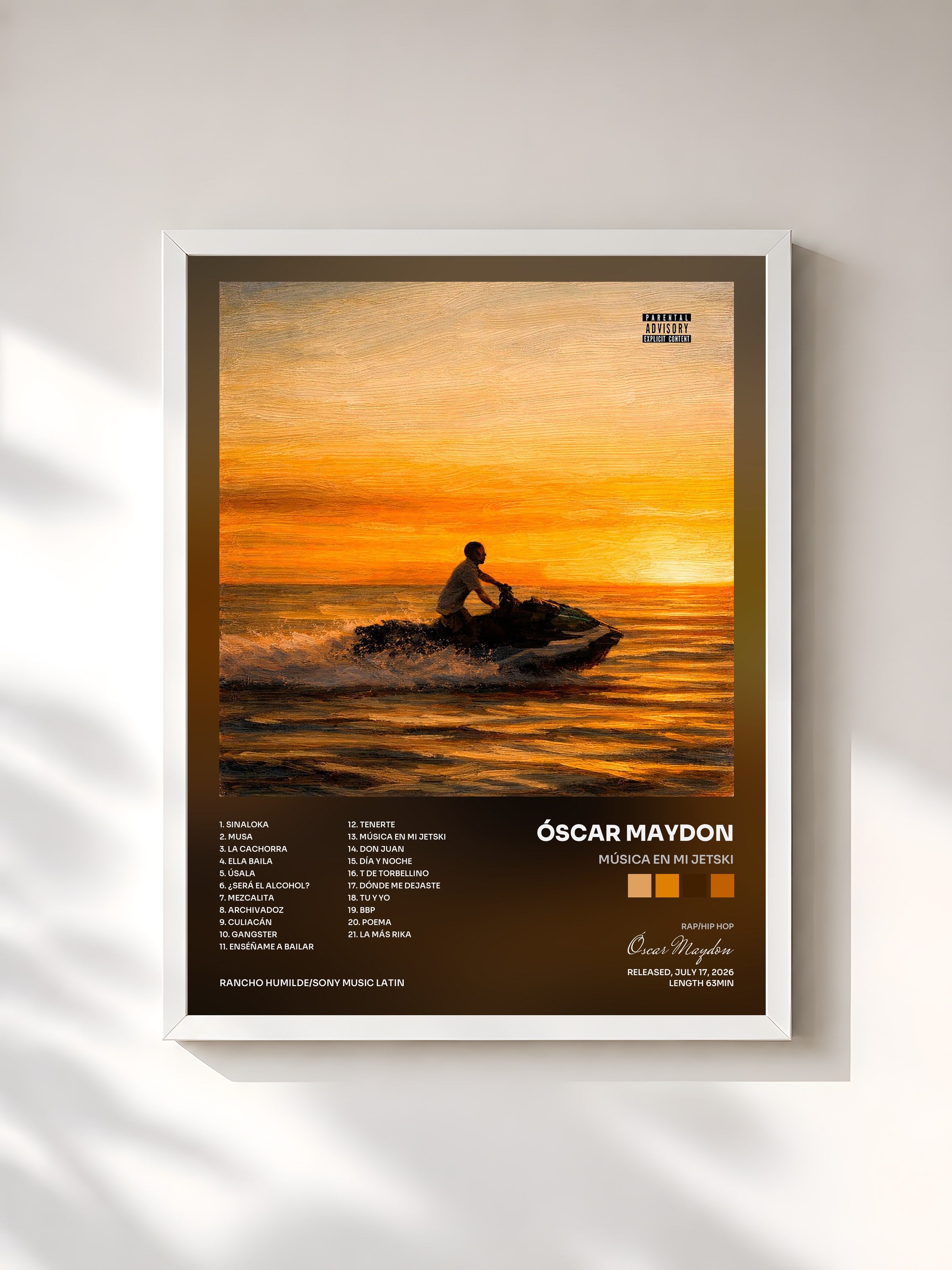#blanc Tableau de l'album MÚSICA EN MI JETSKI de Óscar Maydon, cadre blanc, imprimé et encadré en France