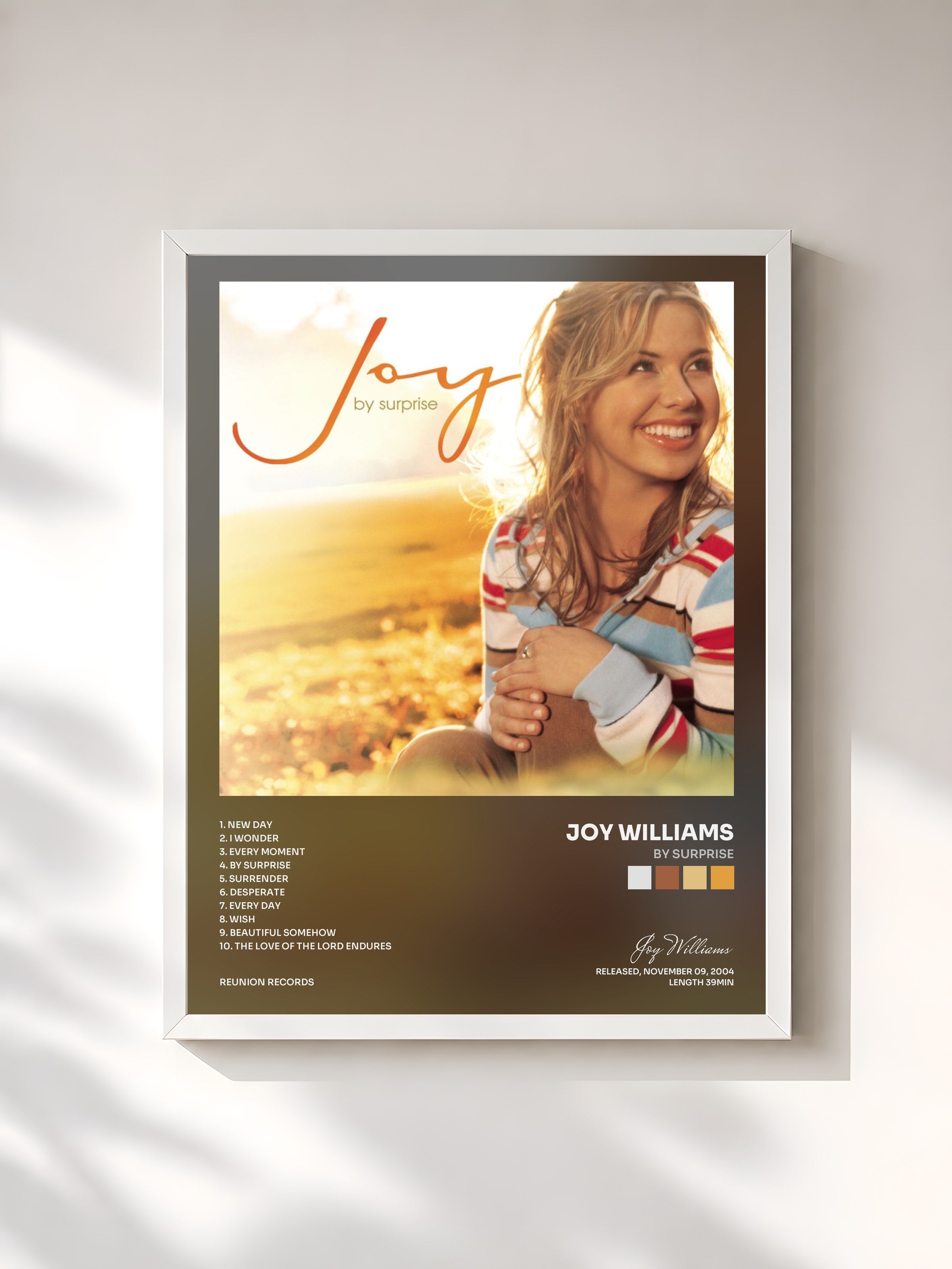 #blanc Tableau de l'album By Surprise de Joy Williams, cadre blanc, imprimé et encadré en France