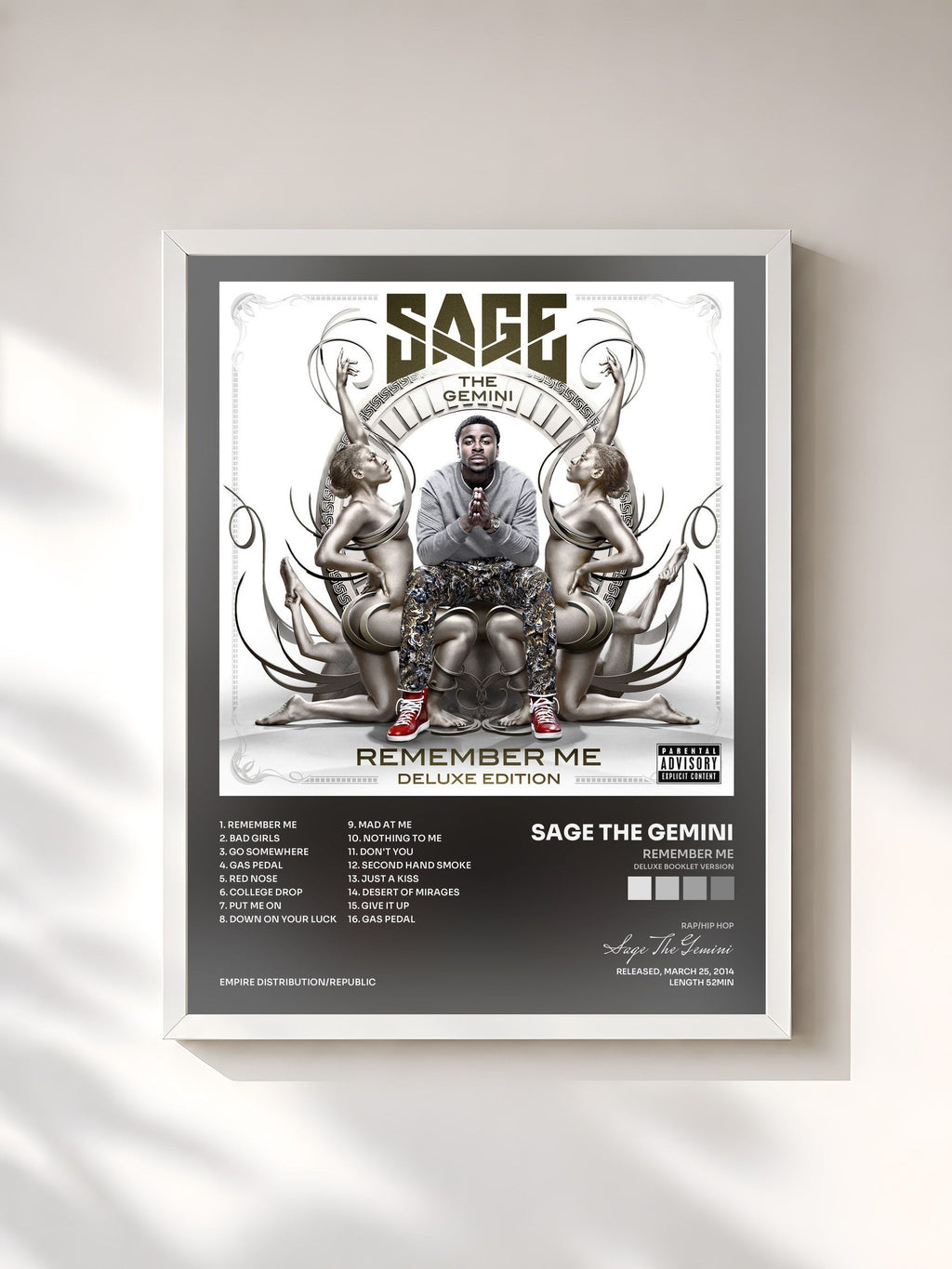 #blanc Remember Me (Deluxe Booklet Version) von Sage The Gemini als gerahmter Kunstdruck, weißer Rahmen, gedruckt und gerahmt in Frankreich