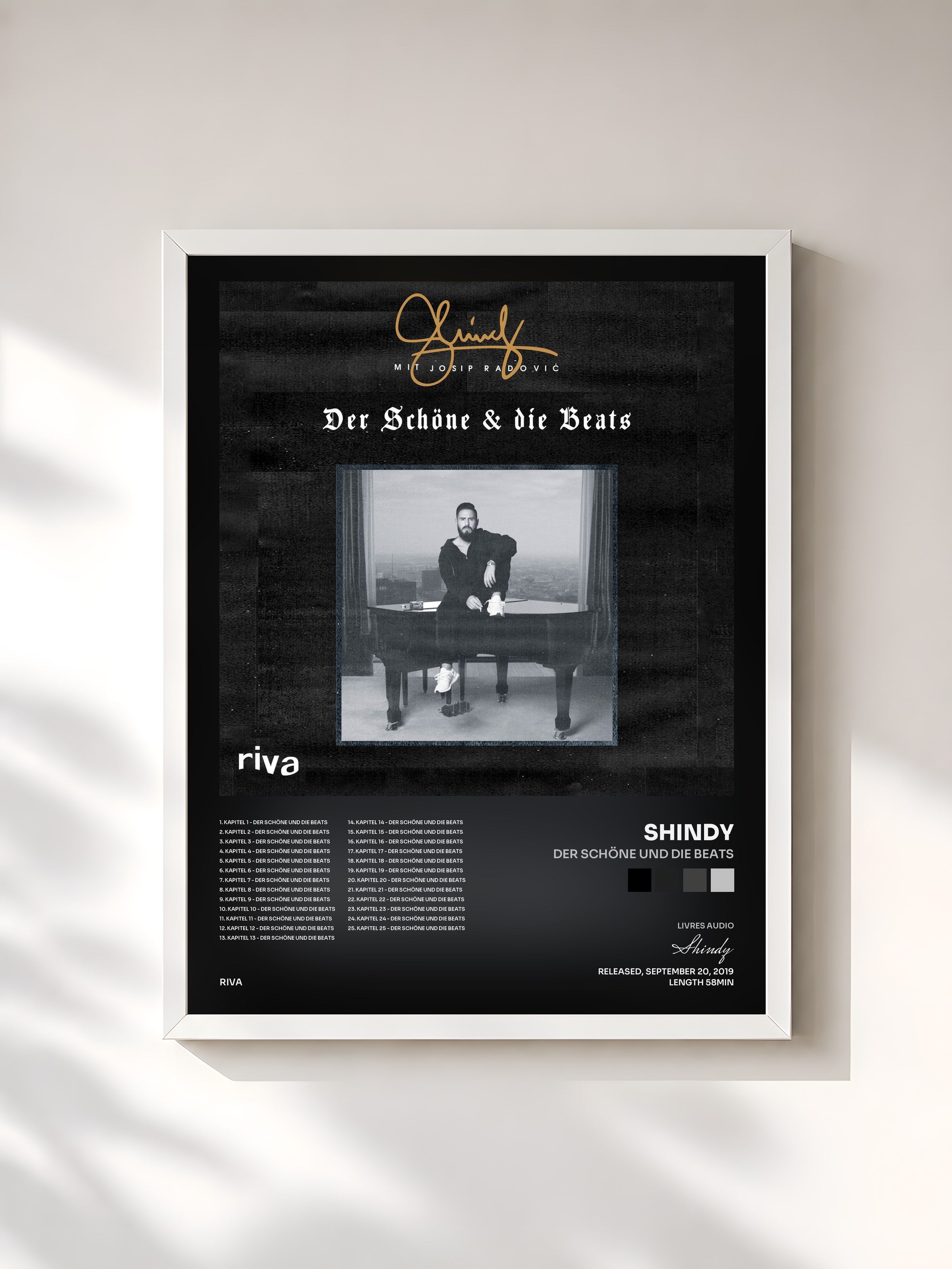 #blanc Tableau de l'album Der Schöne und die Beats de Shindy, cadre blanc, imprimé et encadré en France