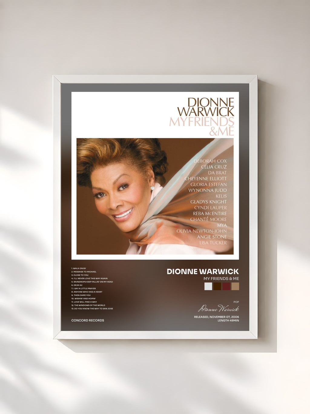 #blanc My Friends & Me by Dionne Warwick as a framed art print, white frame, printed and framed in France