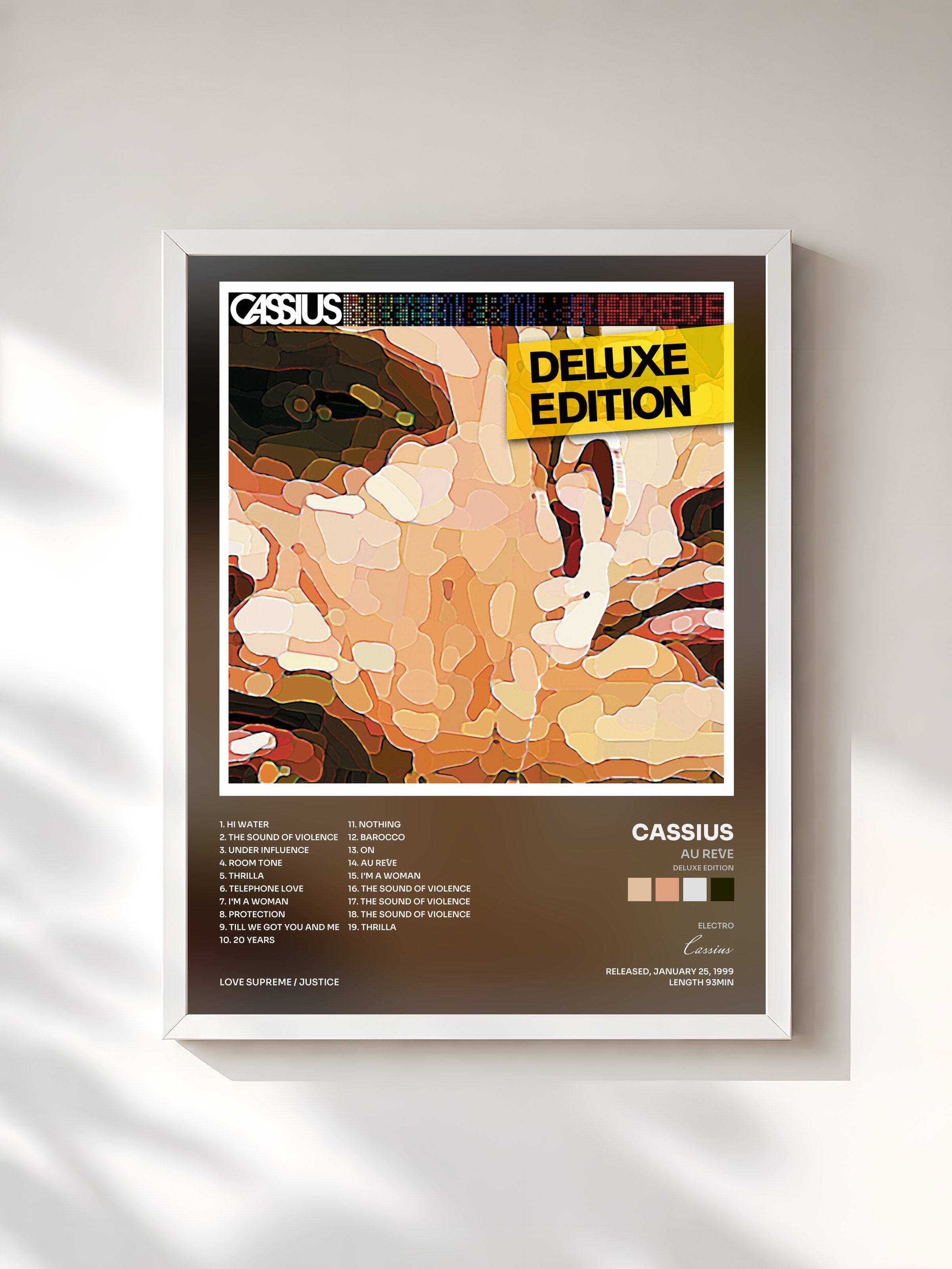 #blanc Tableau de l'album Au Rêve (Deluxe Edition) de Cassius, cadre blanc, imprimé et encadré en France