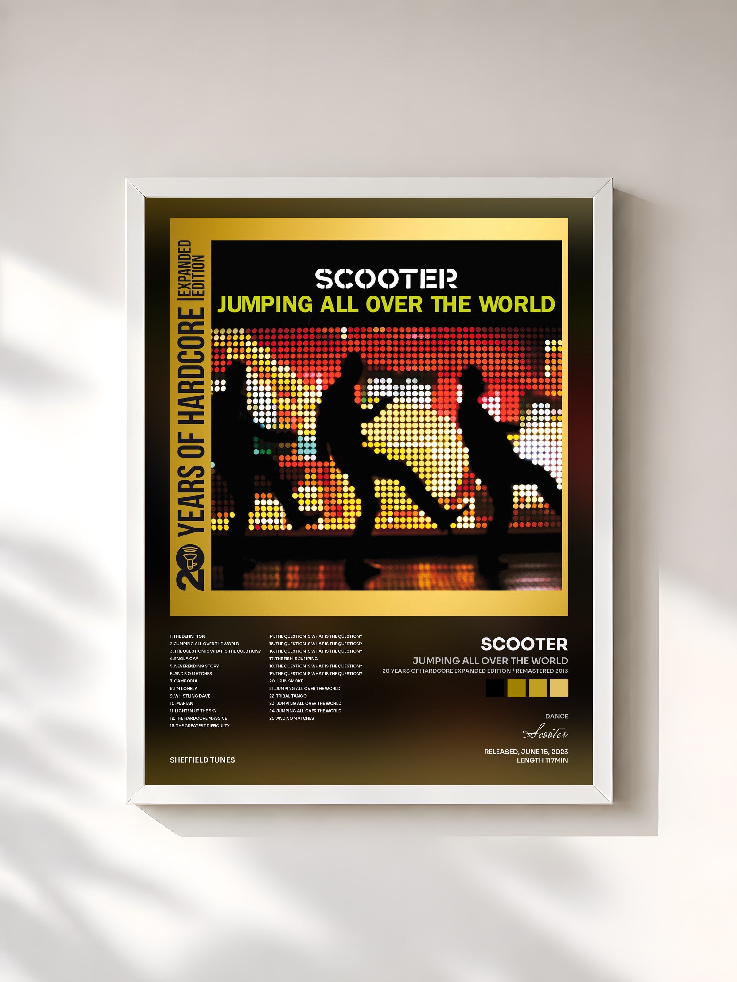 #blanc Tableau de l'album Jumping All Over The World (20 Years Of Hardcore Expanded Edition / Remastered 2013) de Scooter, cadre blanc, imprimé et encadré en France