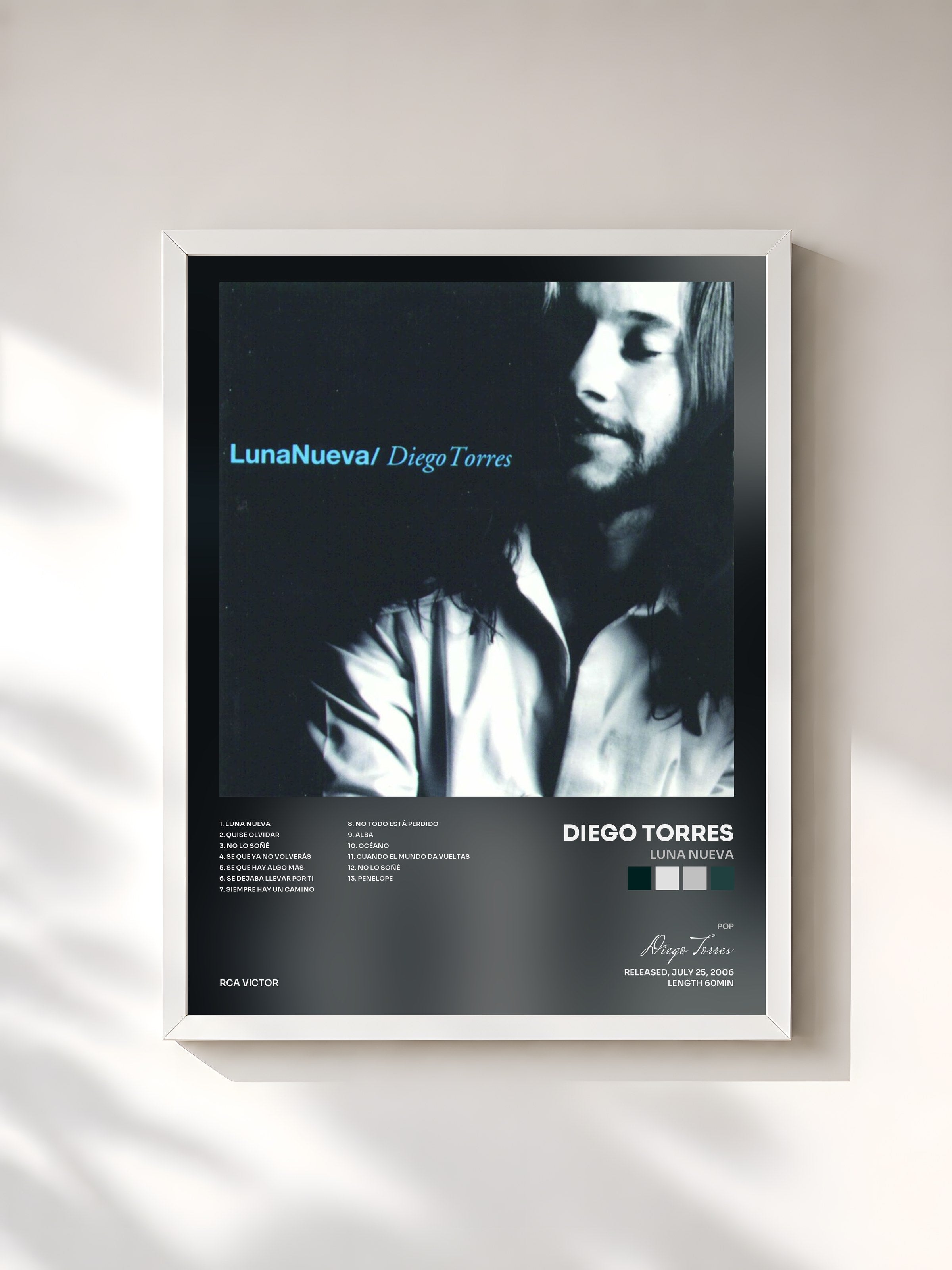 #blanc Tableau de l'album Luna Nueva de Diego Torres, cadre blanc, imprimé et encadré en France