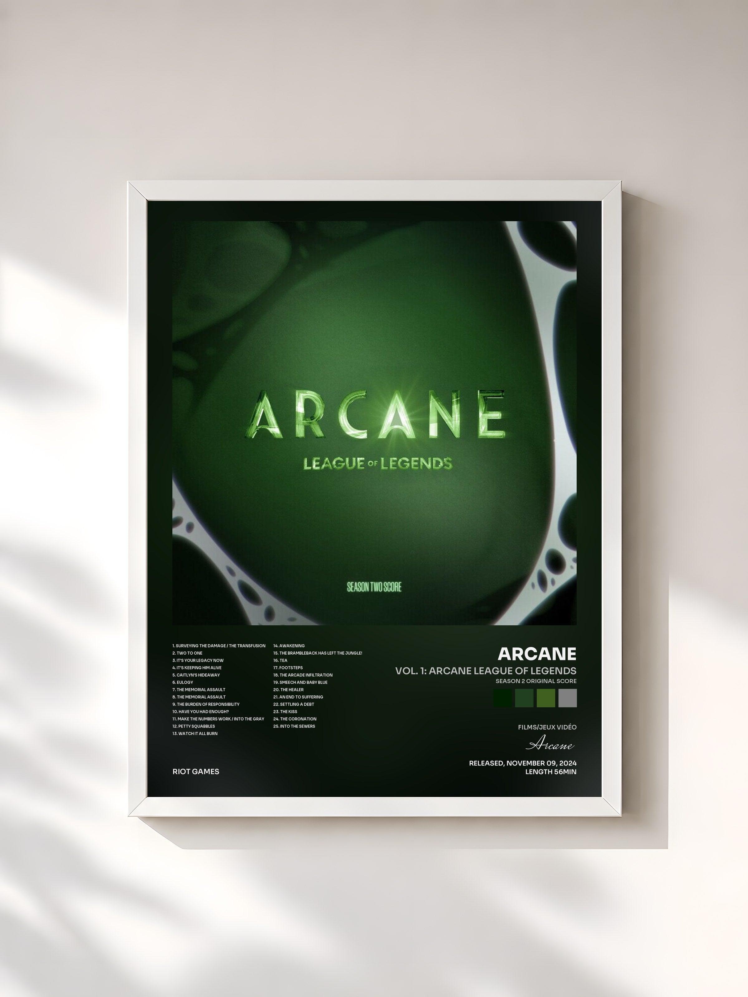 #blanc Tableau de l'album Vol. 1: Arcane League of Legends (Season 2 Original Score) de Arcane, cadre blanc, imprimé et encadré en France