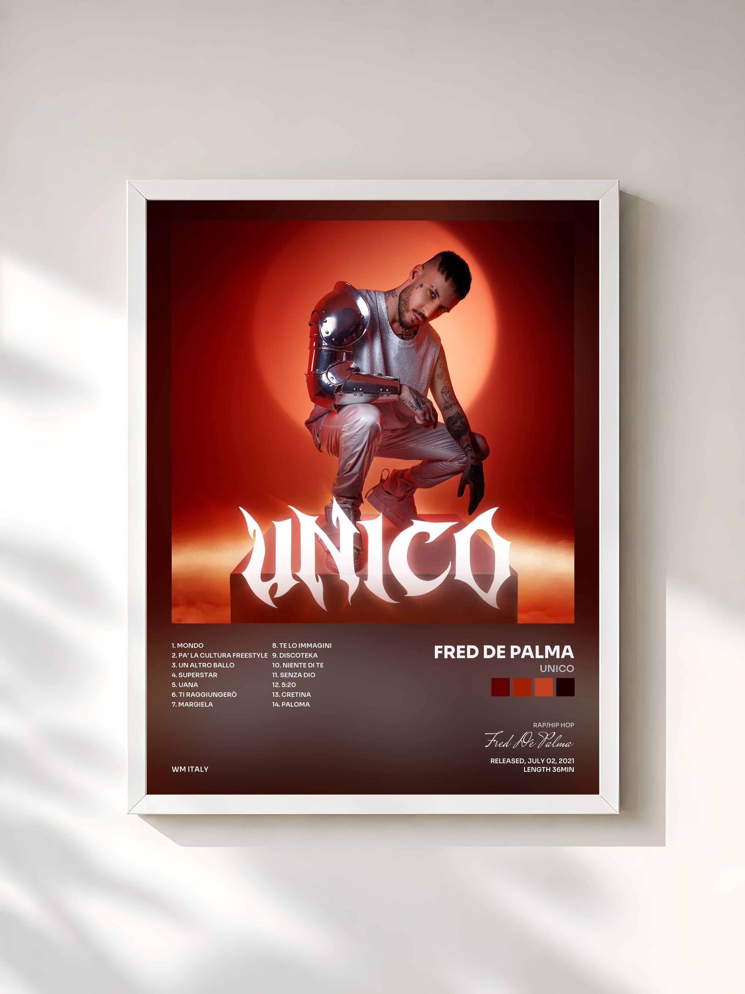 #blanc Tableau de l'album Unico de Fred De Palma, cadre blanc, imprimé et encadré en France