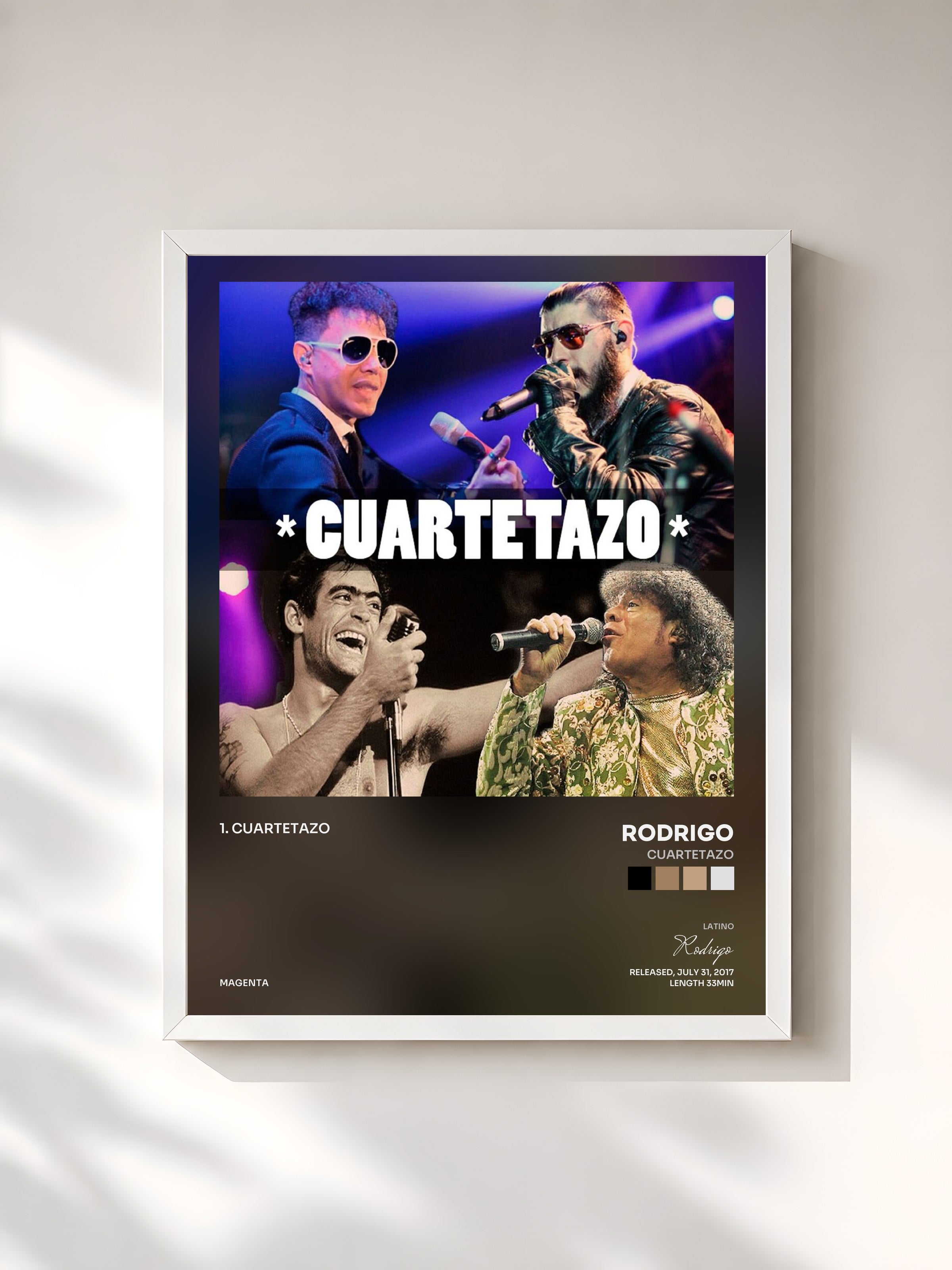 #blanc Tableau de l'album Cuartetazo de Rodrigo, cadre blanc, imprimé et encadré en France