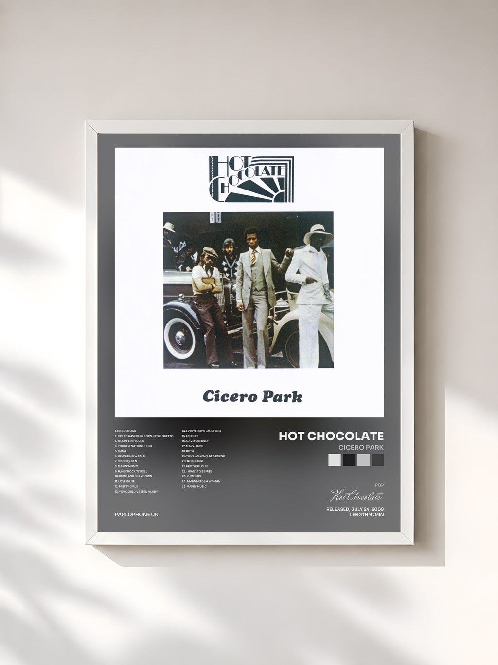 #blanc Cicero Park by Hot Chocolate as a framed art print, white frame, printed and framed in France