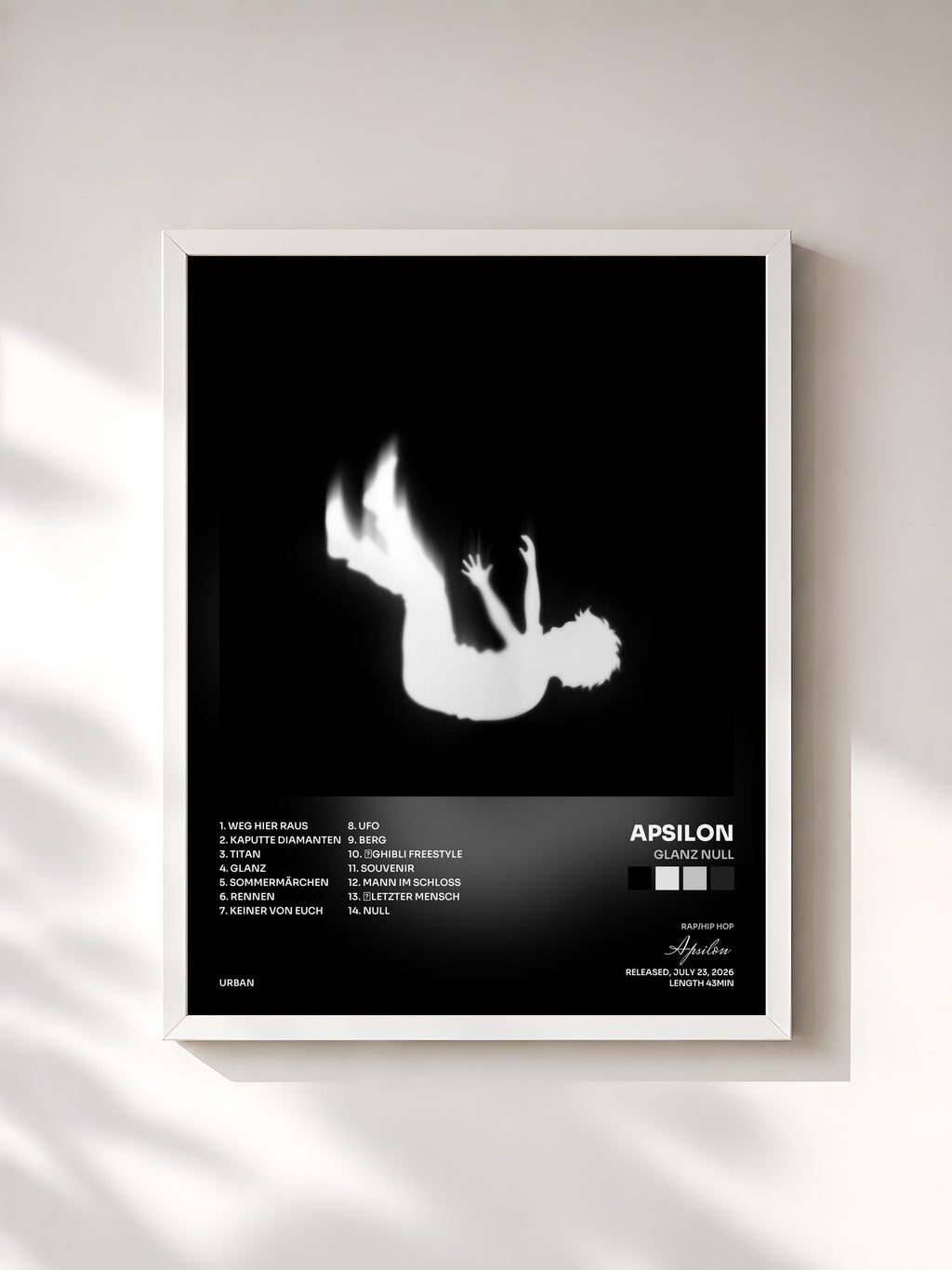 #blanc Tableau de l'album Glanz Null de Apsilon, cadre blanc, imprimé et encadré en France