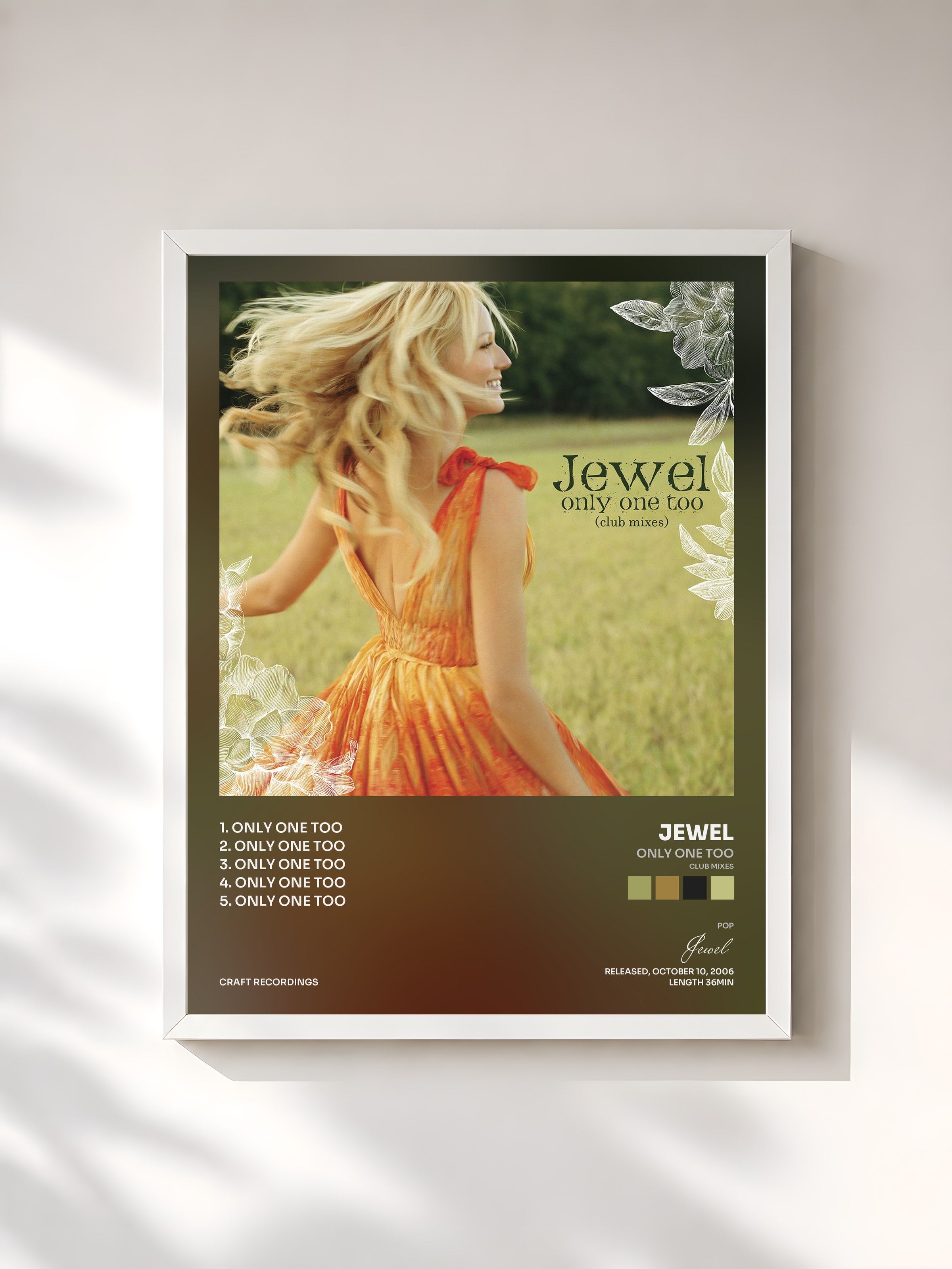 #blanc Tableau de l'album Only One Too (Club Mixes) de Jewel, cadre blanc, imprimé et encadré en France