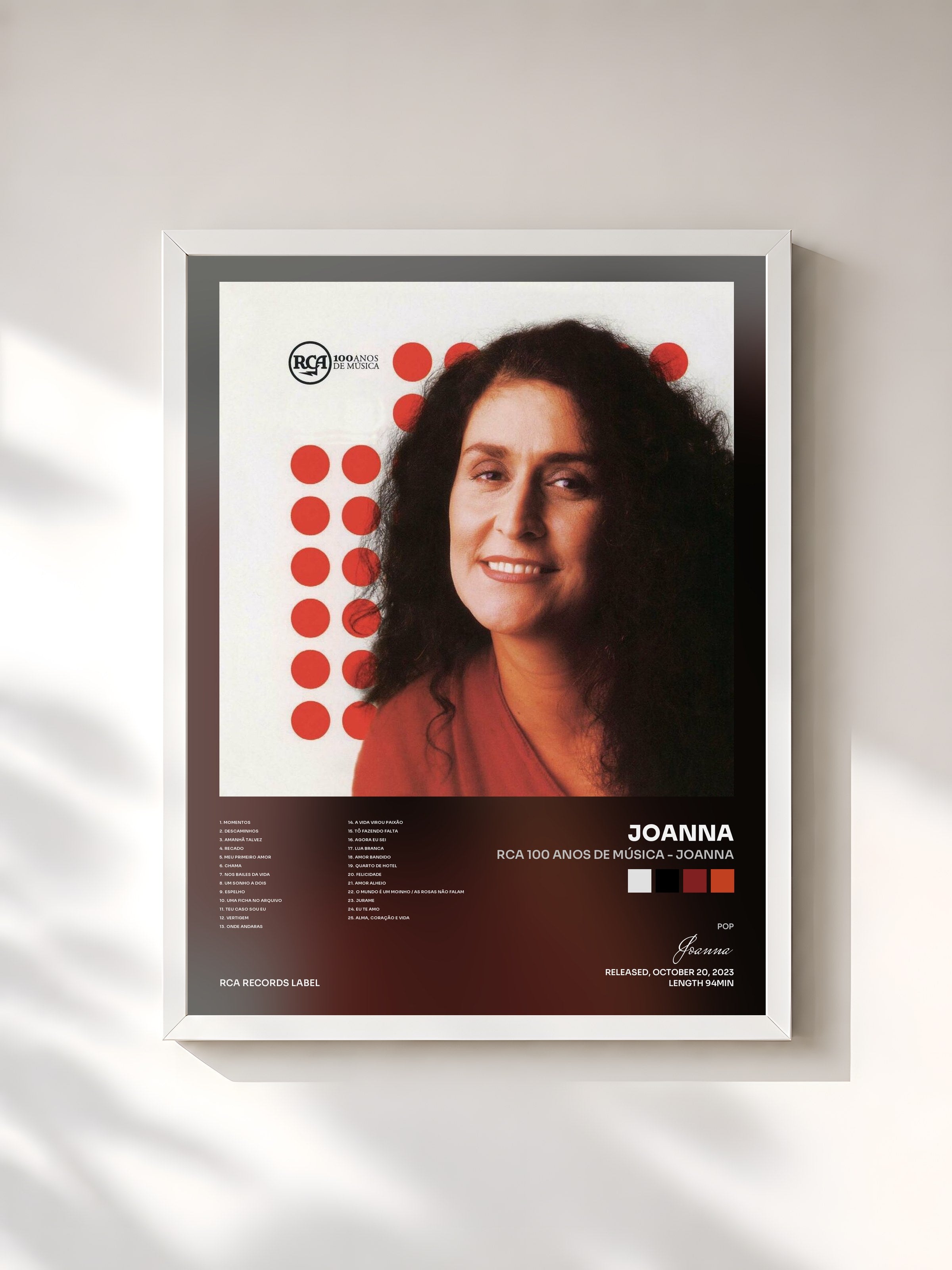 #blanc Tableau de l'album RCA 100 Anos De Música - Joanna de Joanna, cadre blanc, imprimé et encadré en France