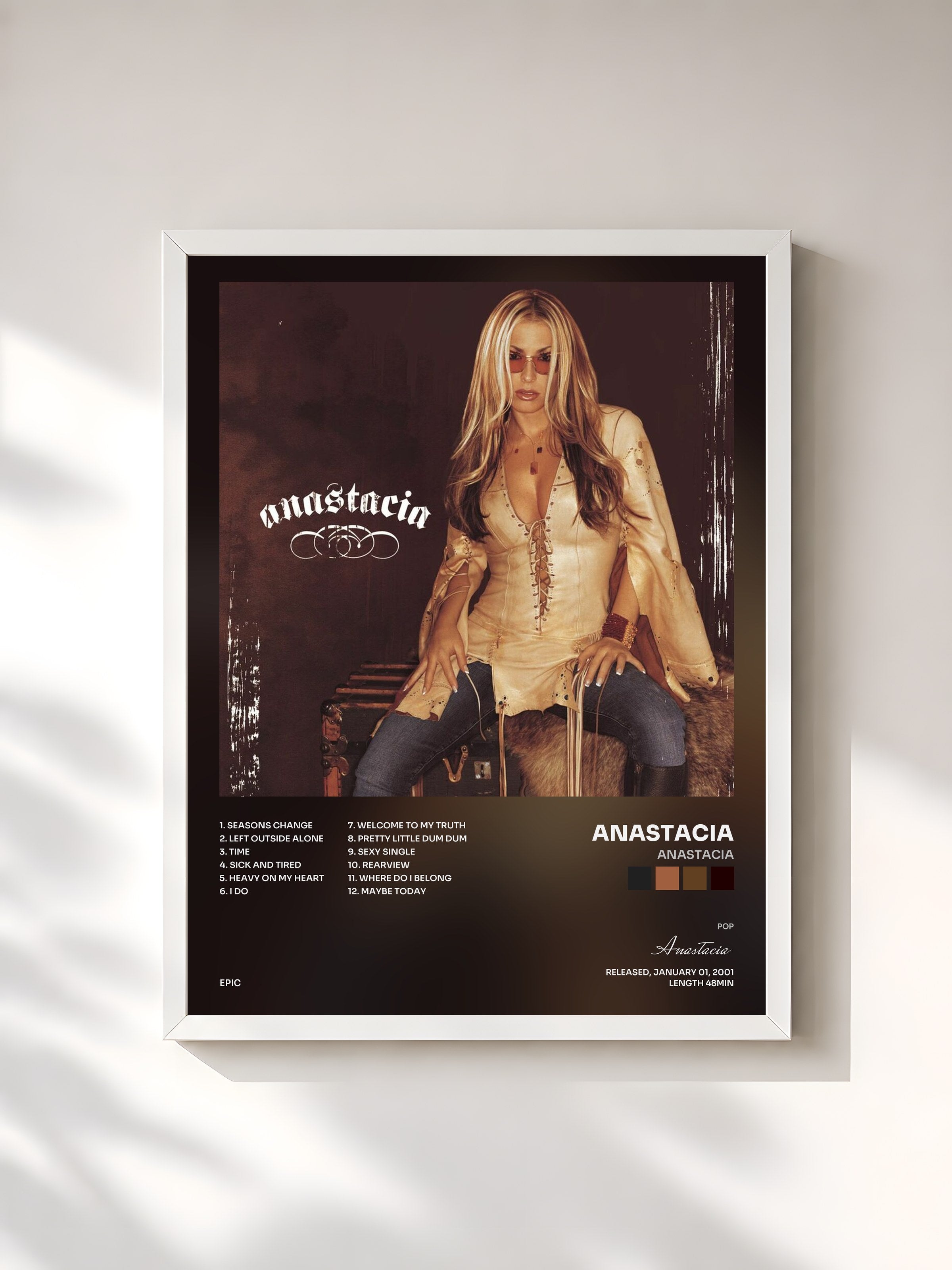 #blanc Tableau de l'album Anastacia de Anastacia, cadre blanc, imprimé et encadré en France
