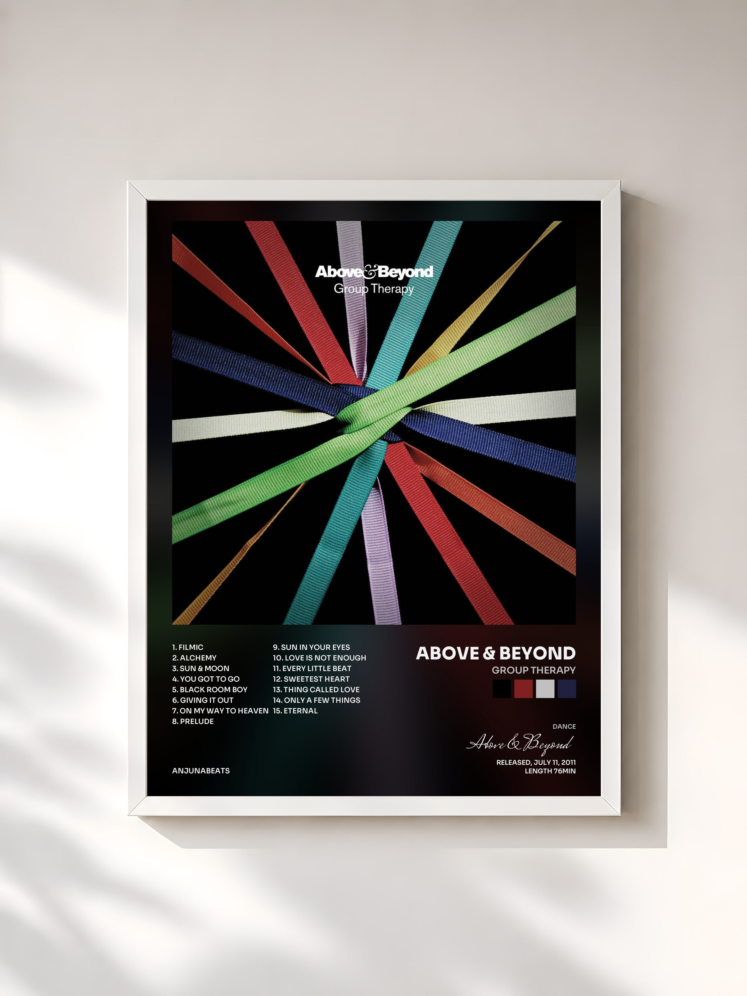 #blanc Tableau de l'album Group Therapy de Above & Beyond, cadre blanc, imprimé et encadré en France