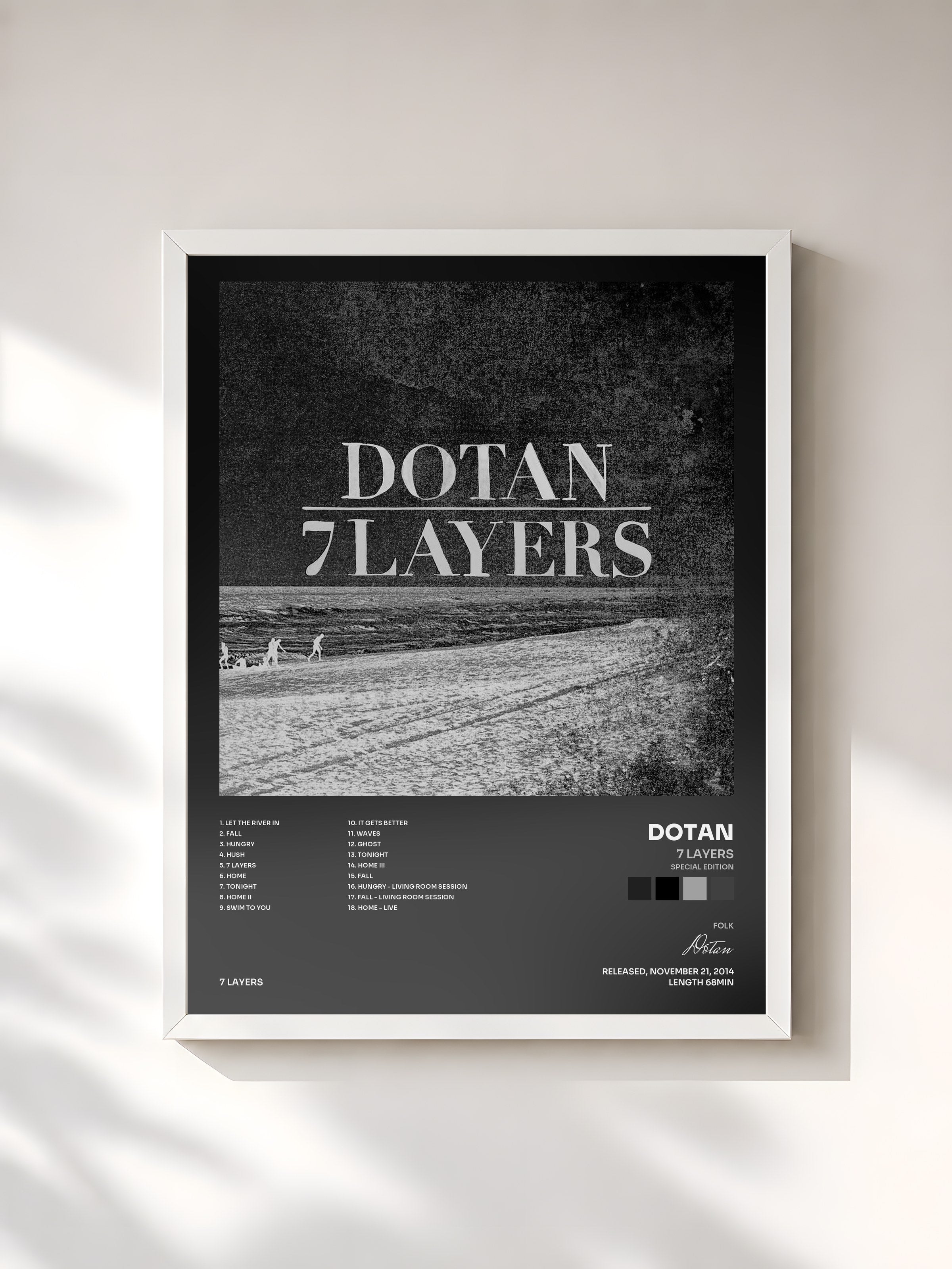 #blanc Tableau de l'album 7 Layers (Special Edition) de Dotan, cadre blanc, imprimé et encadré en France