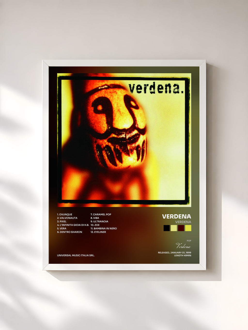 #blanc Verdena by Verdena as a framed art print, white frame, printed and framed in France