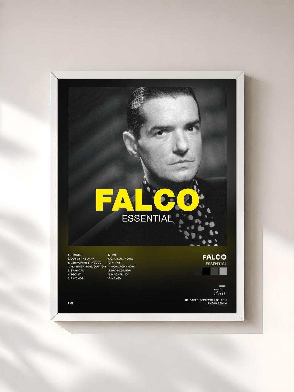 #blanc Essential de Falco en lámina enmarcada, marco blanco, impresa y enmarcada en Francia