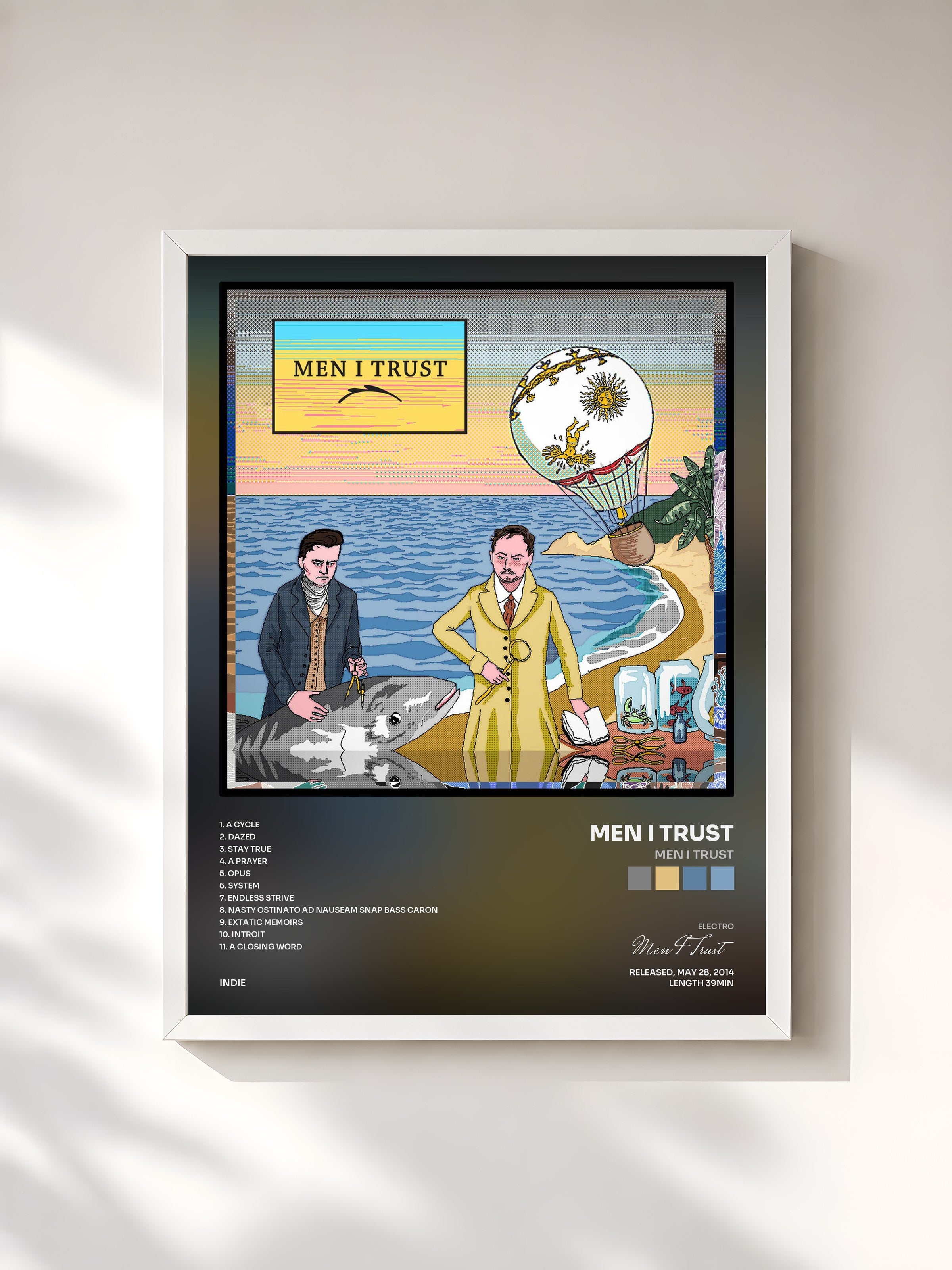 #blanc Tableau de l'album Men I Trust de Men I Trust, cadre blanc, imprimé et encadré en France