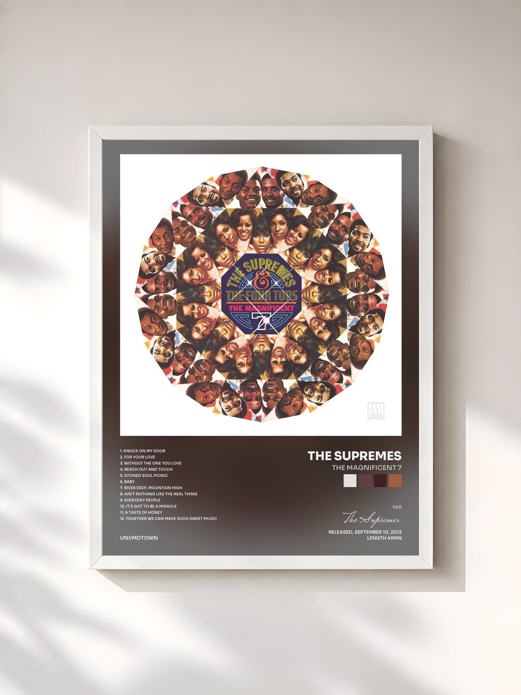 #blanc The Magnificent 7 by The Supremes as a framed art print, white frame, printed and framed in France
