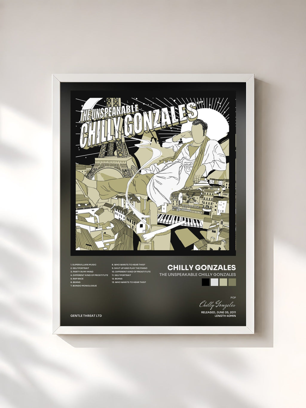 #blanc The Unspeakable Chilly Gonzales von Chilly Gonzales als gerahmter Kunstdruck, weißer Rahmen, gedruckt und gerahmt in Frankreich