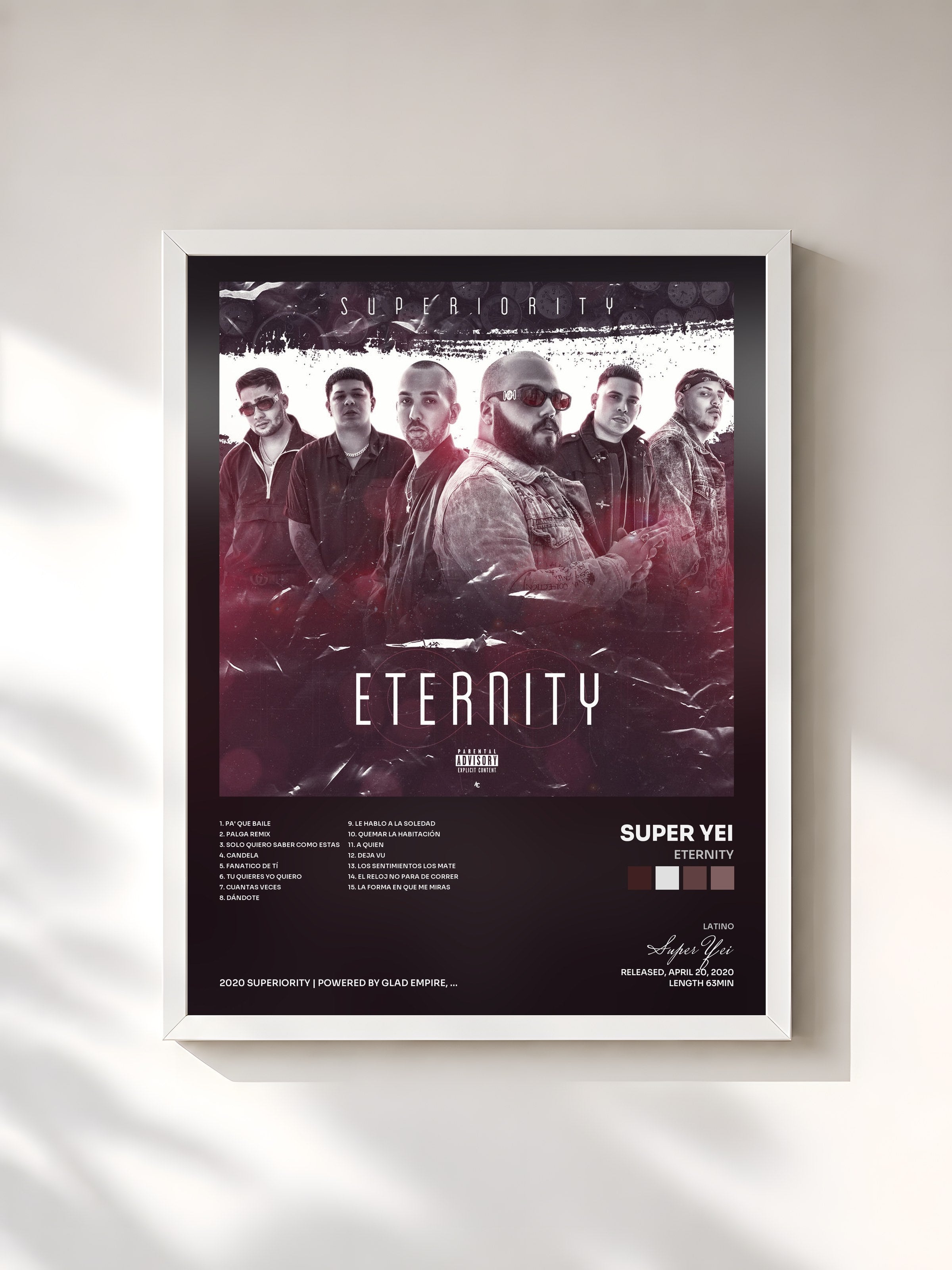 #blanc Tableau de l'album Eternity de Super Yei, cadre blanc, imprimé et encadré en France