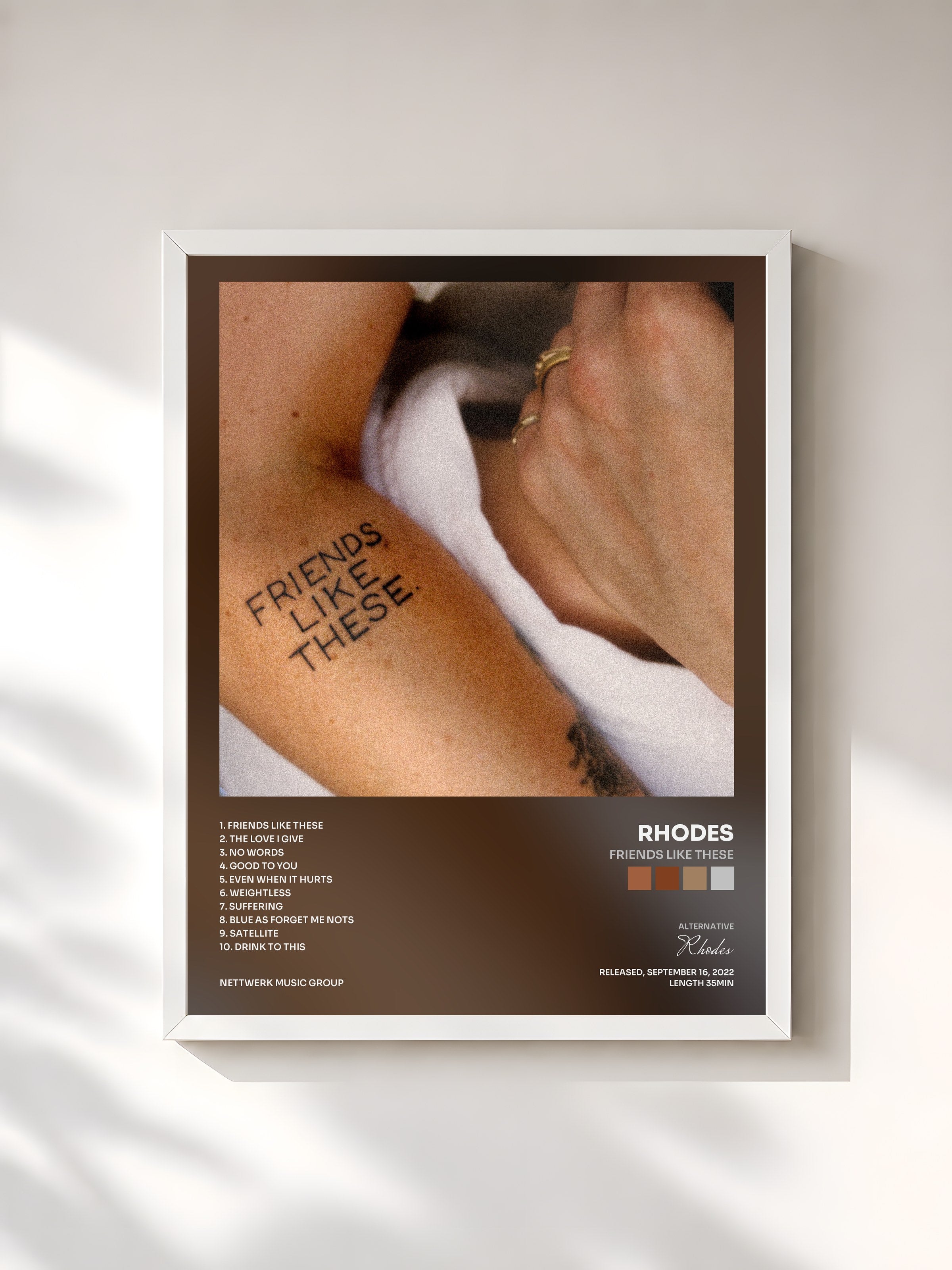 #blanc Tableau de l'album Friends Like These de Rhodes, cadre blanc, imprimé et encadré en France