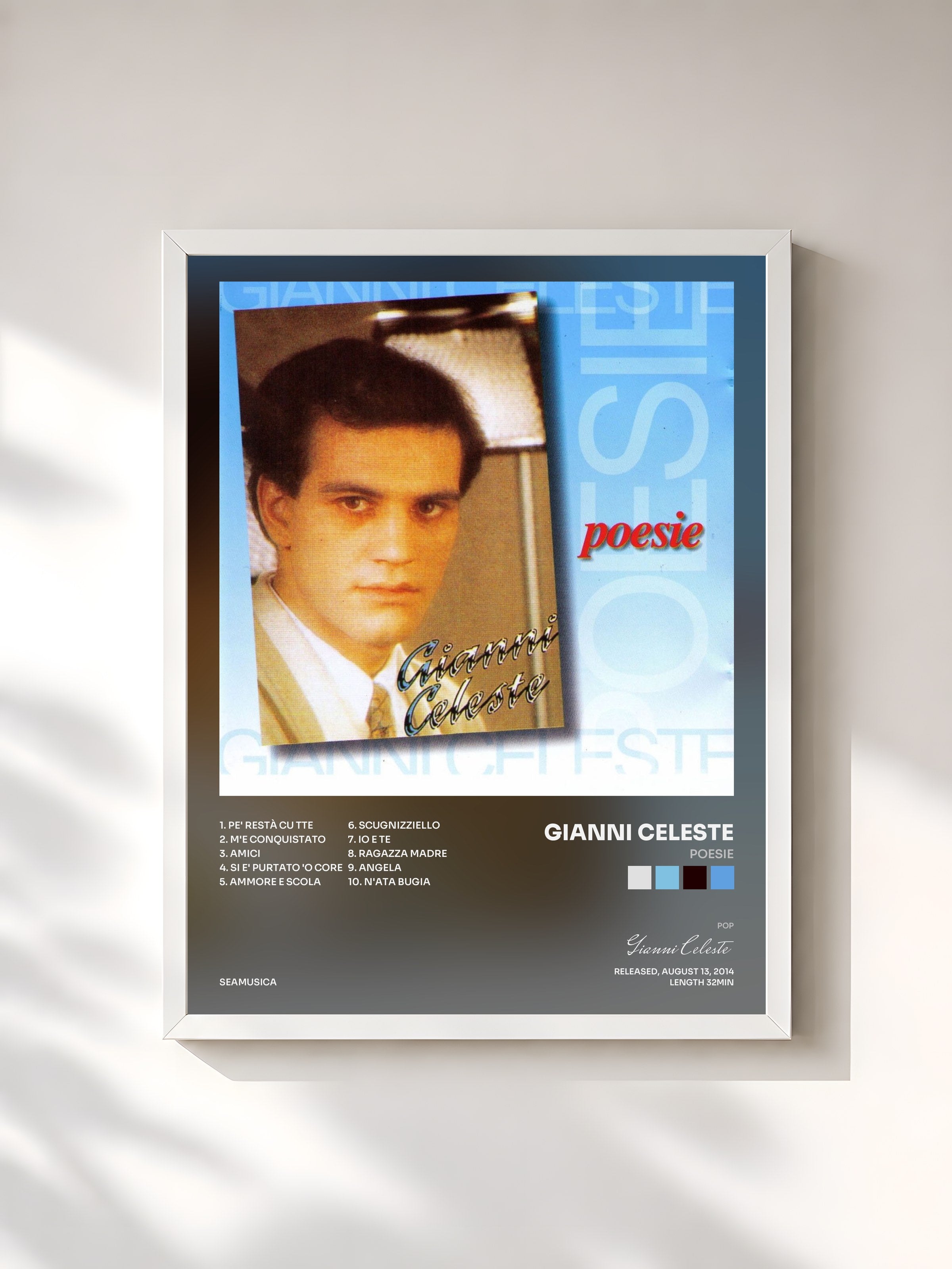 #blanc Tableau de l'album Poesie de Gianni Celeste, cadre blanc, imprimé et encadré en France