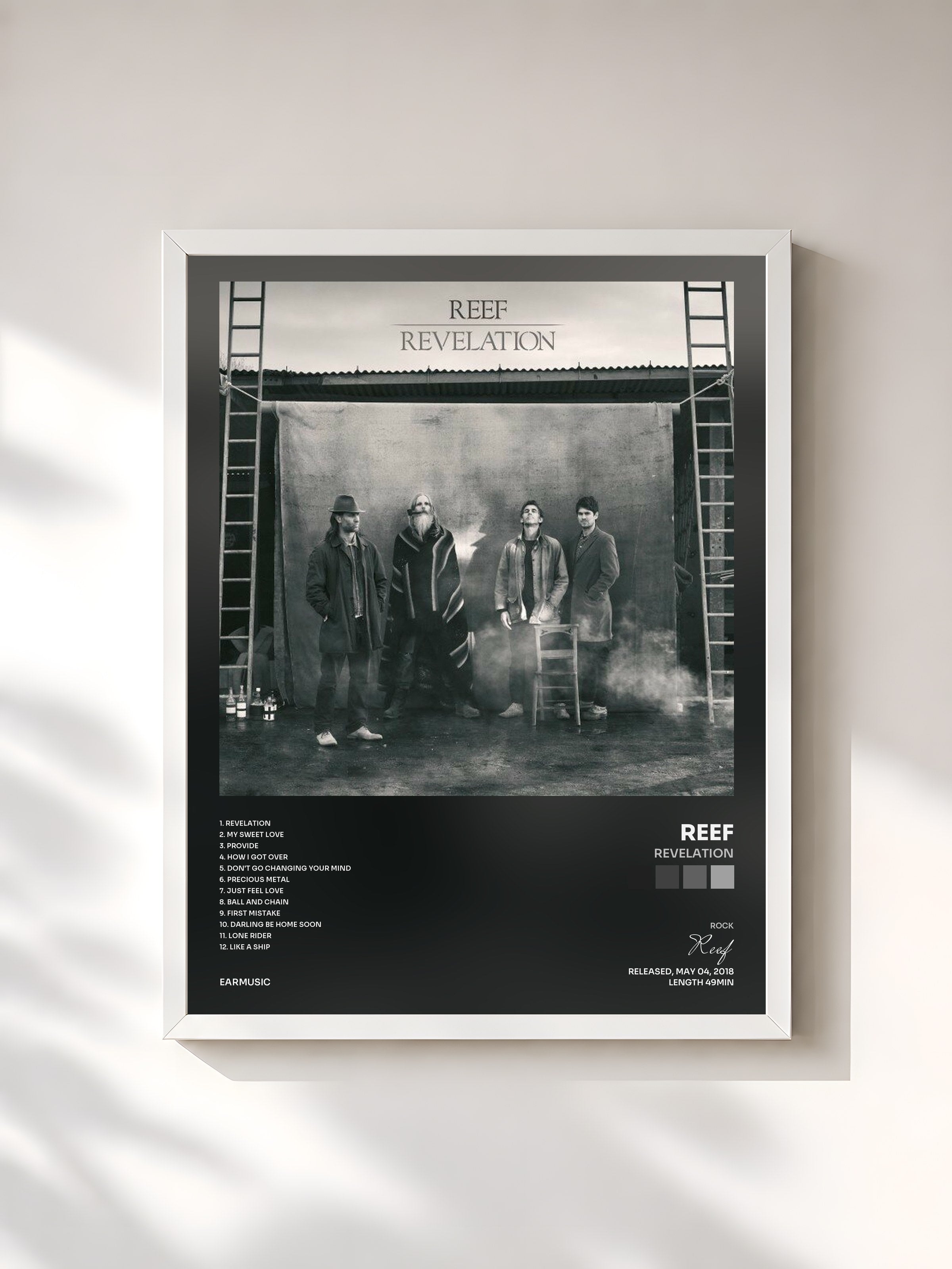 #blanc Tableau de l'album Revelation de Reef, cadre blanc, imprimé et encadré en France