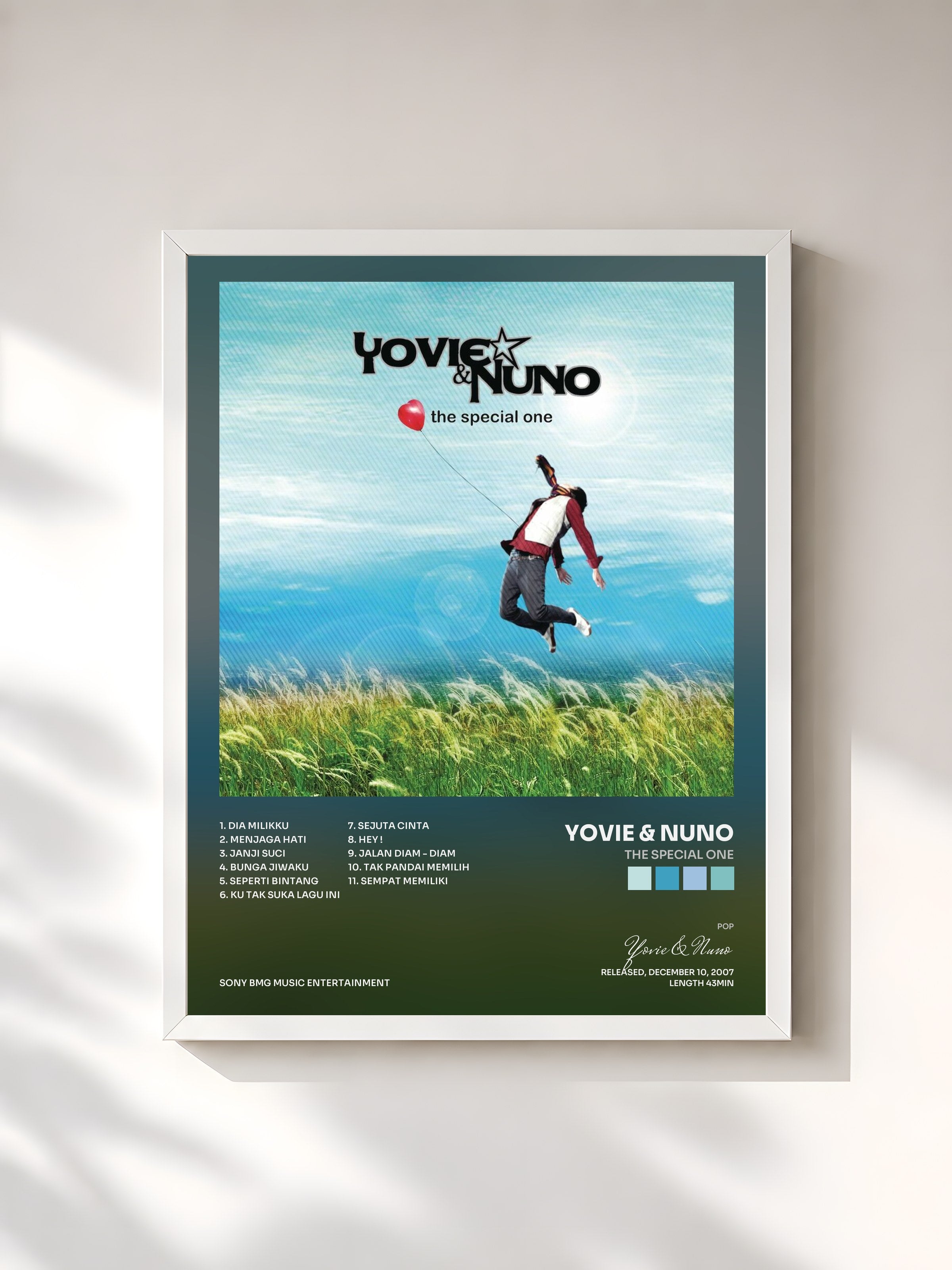 #blanc Tableau de l'album The Special One de Yovie & Nuno, cadre blanc, imprimé et encadré en France